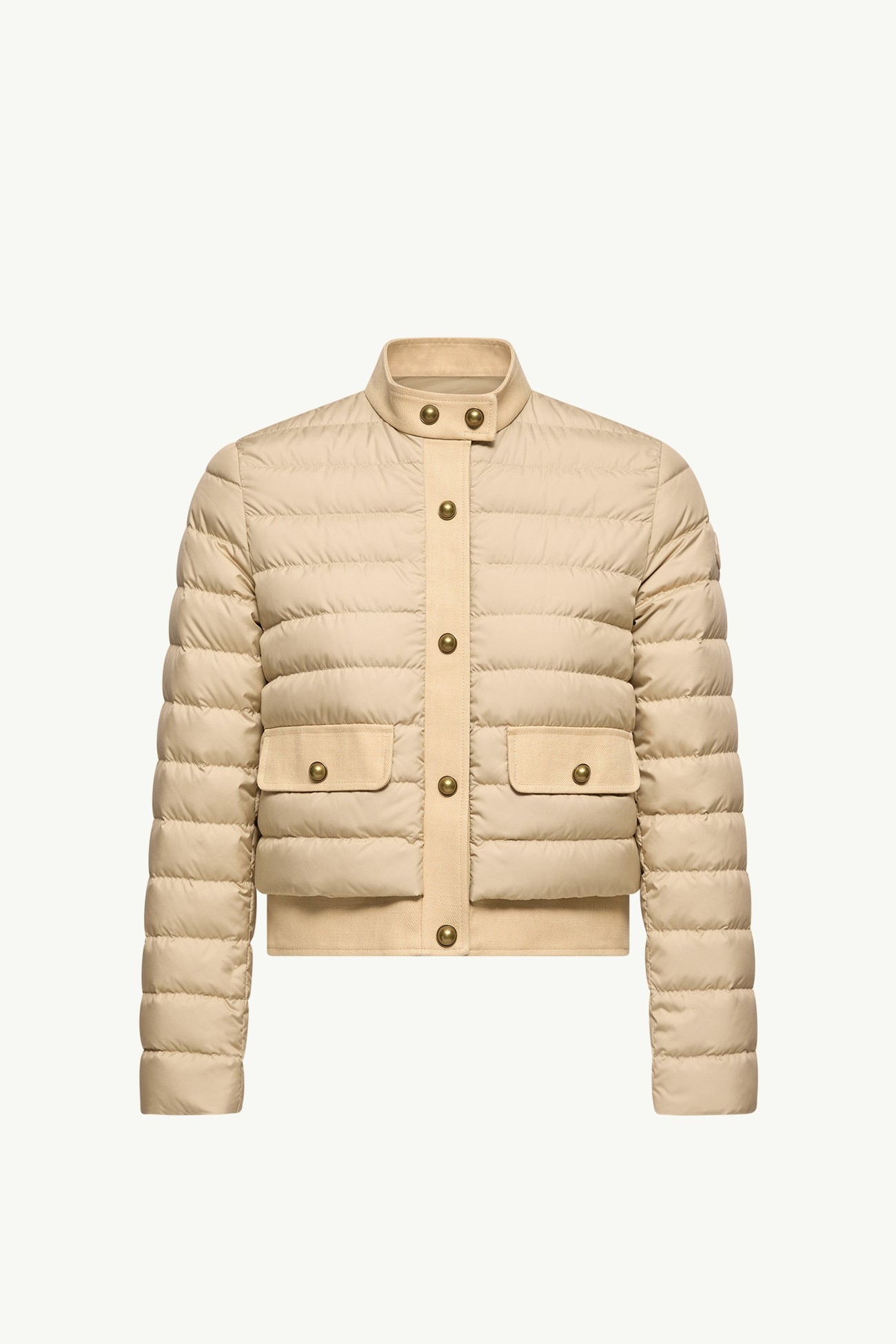 Juju Cotton & Linen-Trimmed Short Down Jacket Women Beige Moncler 2