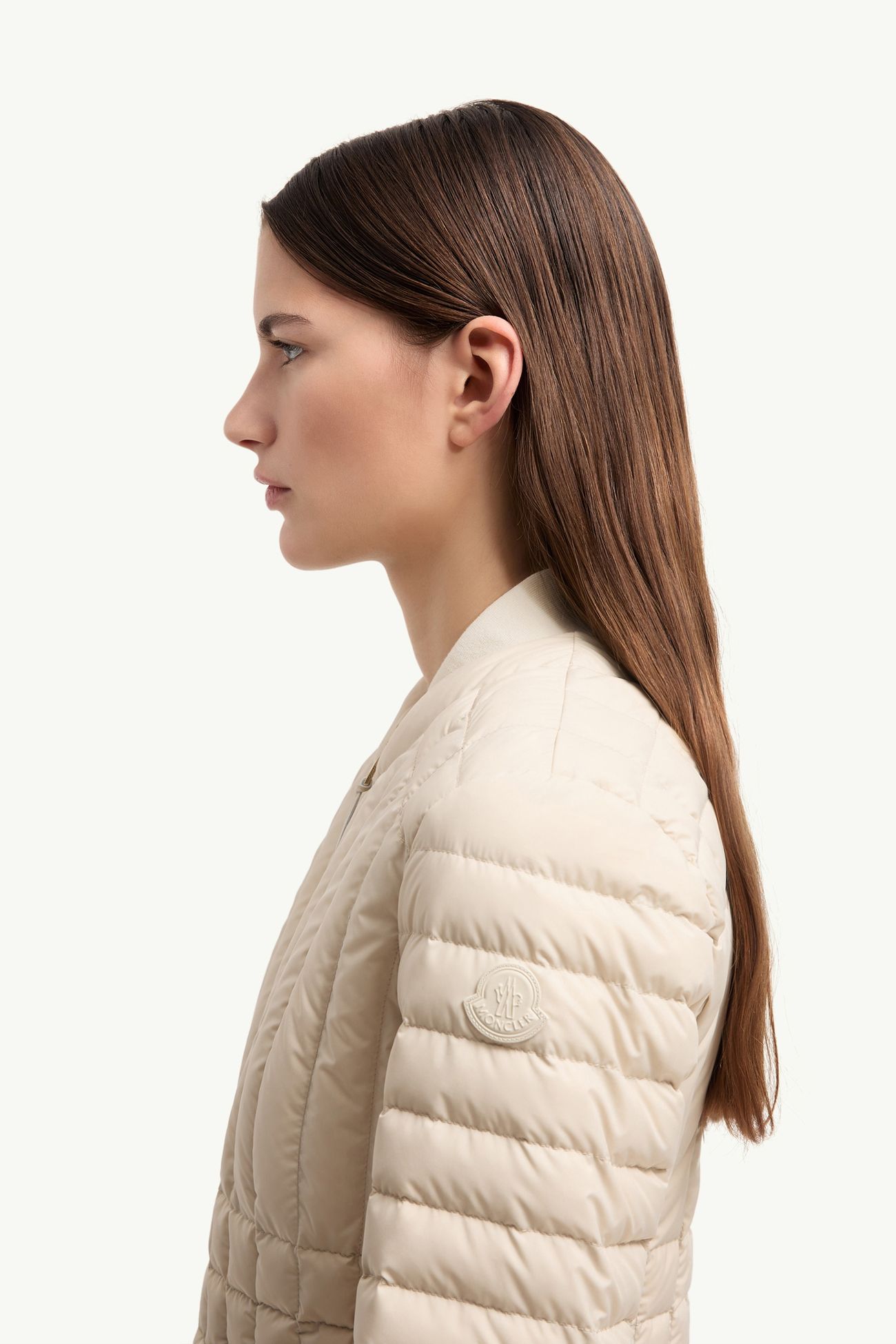 Piumino corto Menthe con trapuntatura verticale Donna Beige Chiaro Moncler 1