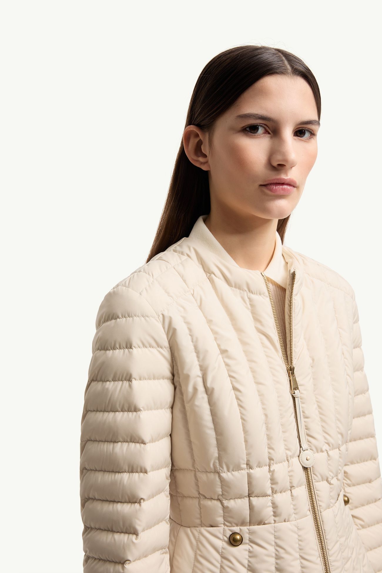 Menthe垂直絎縫短身羽絨外套 女士 淺米色 Moncler 5