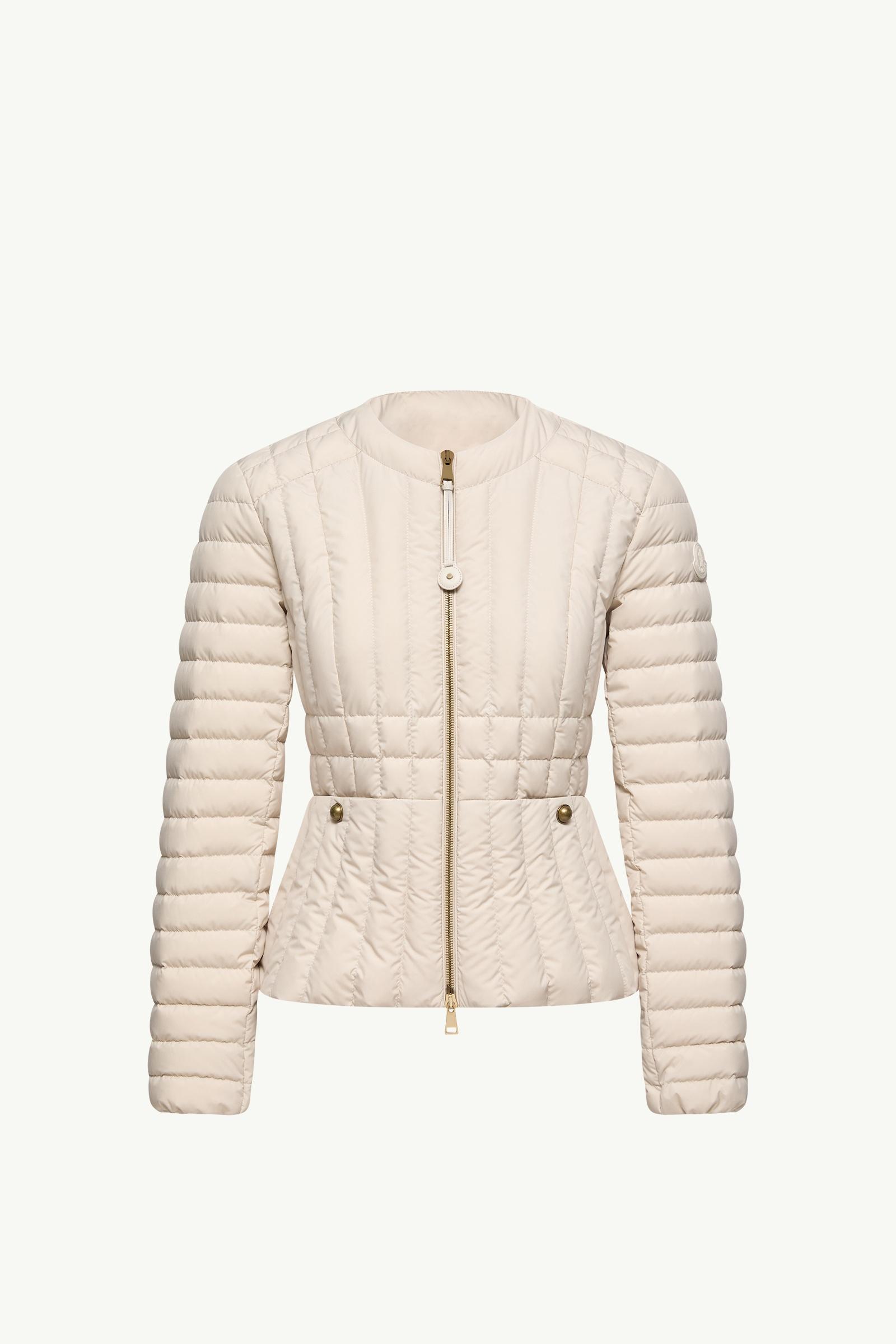 Light Beige Menthe Vertical-Quilted Short Down Jacket - Short Down