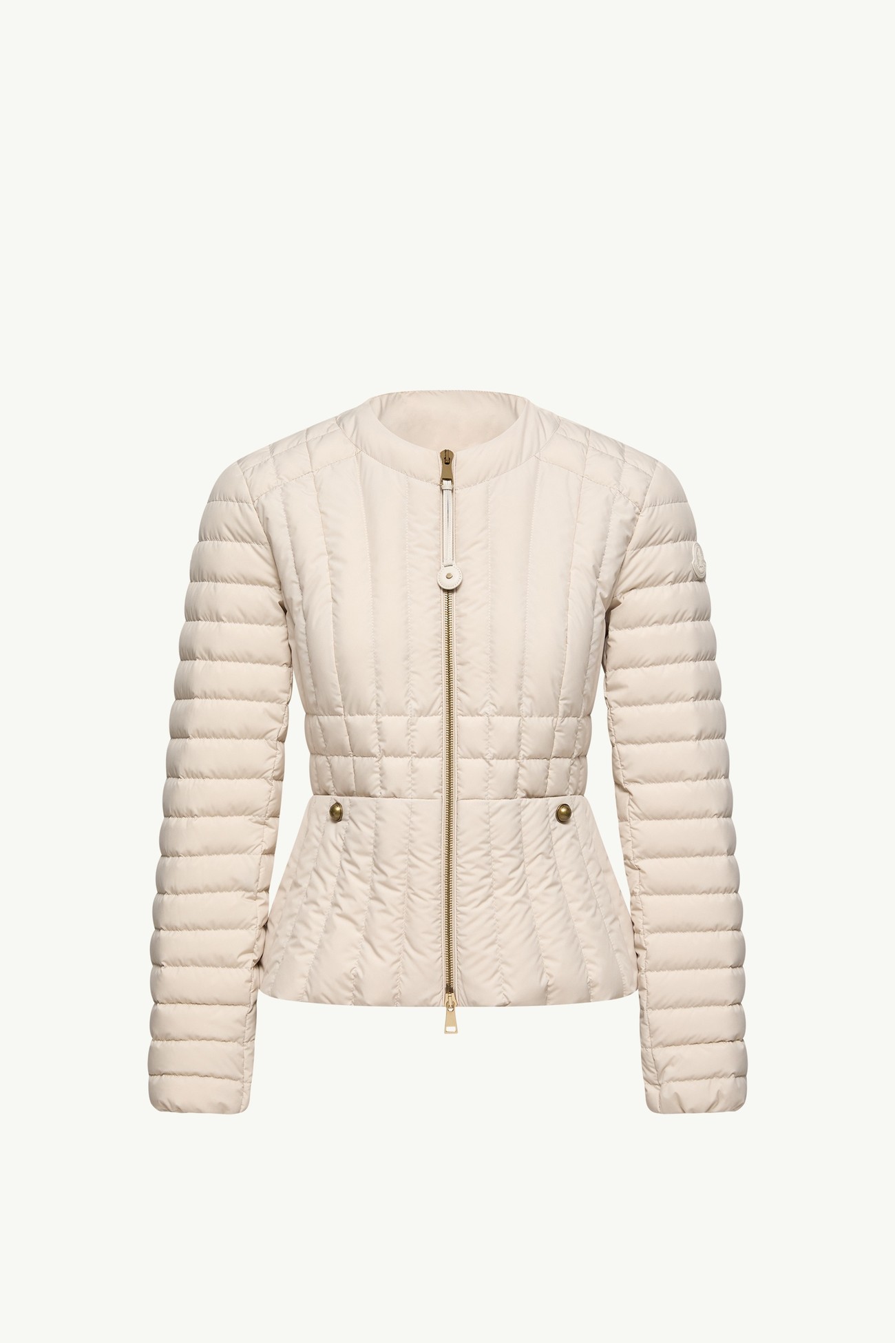 Menthe Vertical-Quilted Short Down Jacket Women Light Beige Moncler 2