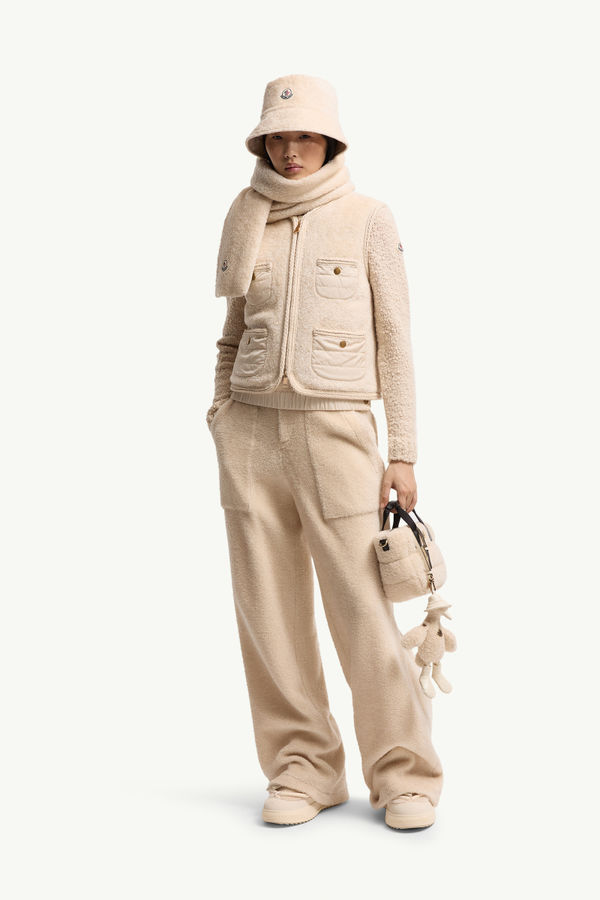 Mimosas編織飾邊泰迪布羽絨背心 女士 象牙白色 Moncler 0