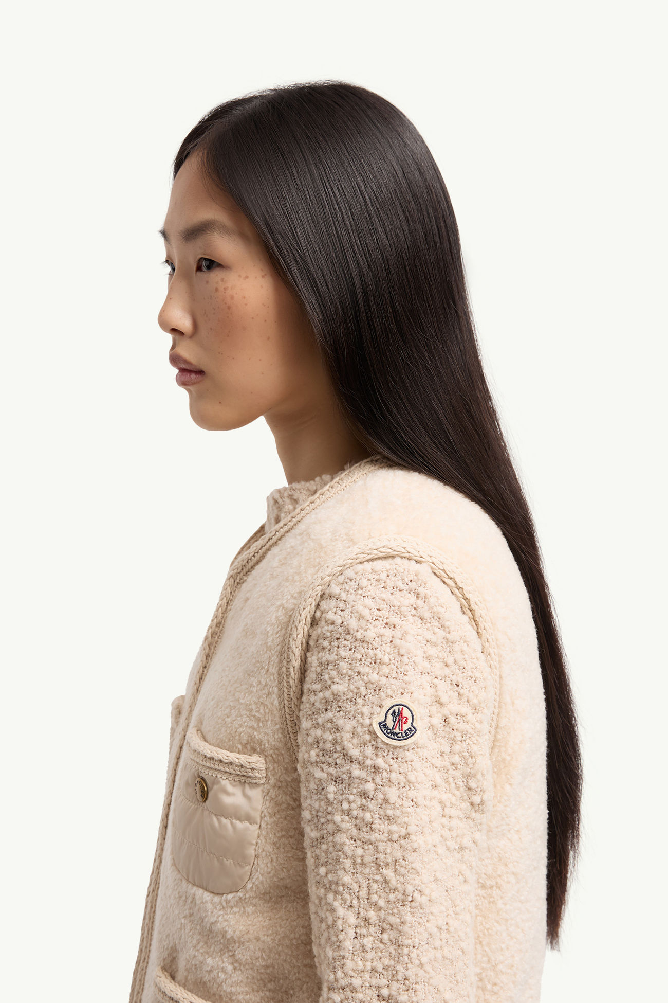 Mimosas Braided Trim Teddy Down Vest Women White Ivory Moncler 1