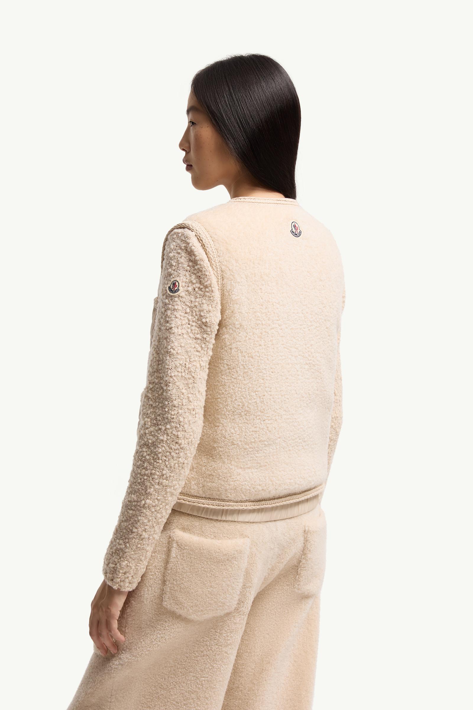 White Ivory Mimosas Braided Trim Teddy Down Vest - Vests for Women