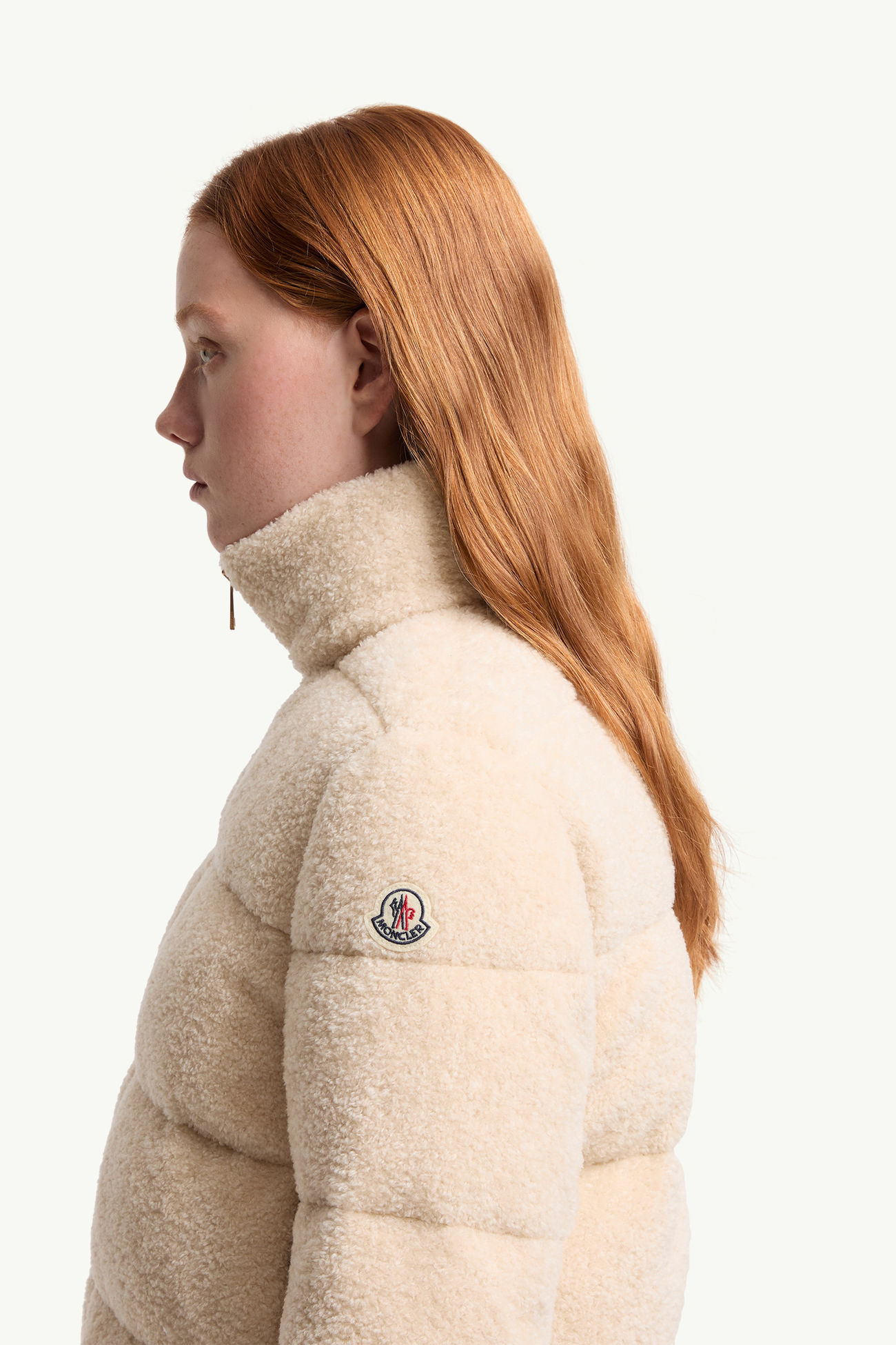 Plumífero corto efecto peluche Cedre Mujer Blanco Marfil Moncler 1