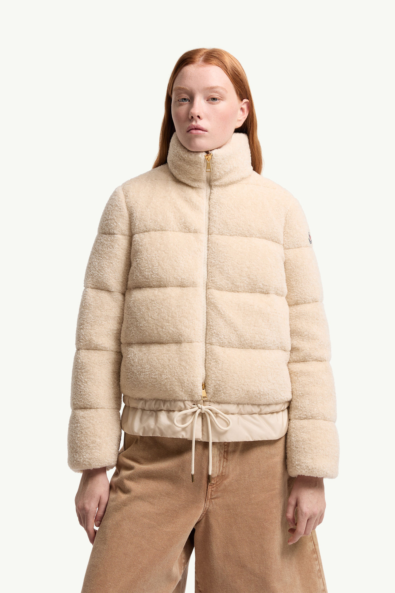 Piumino corto Cedre in pile effetto teddy Donna Bianco Avorio Moncler 3