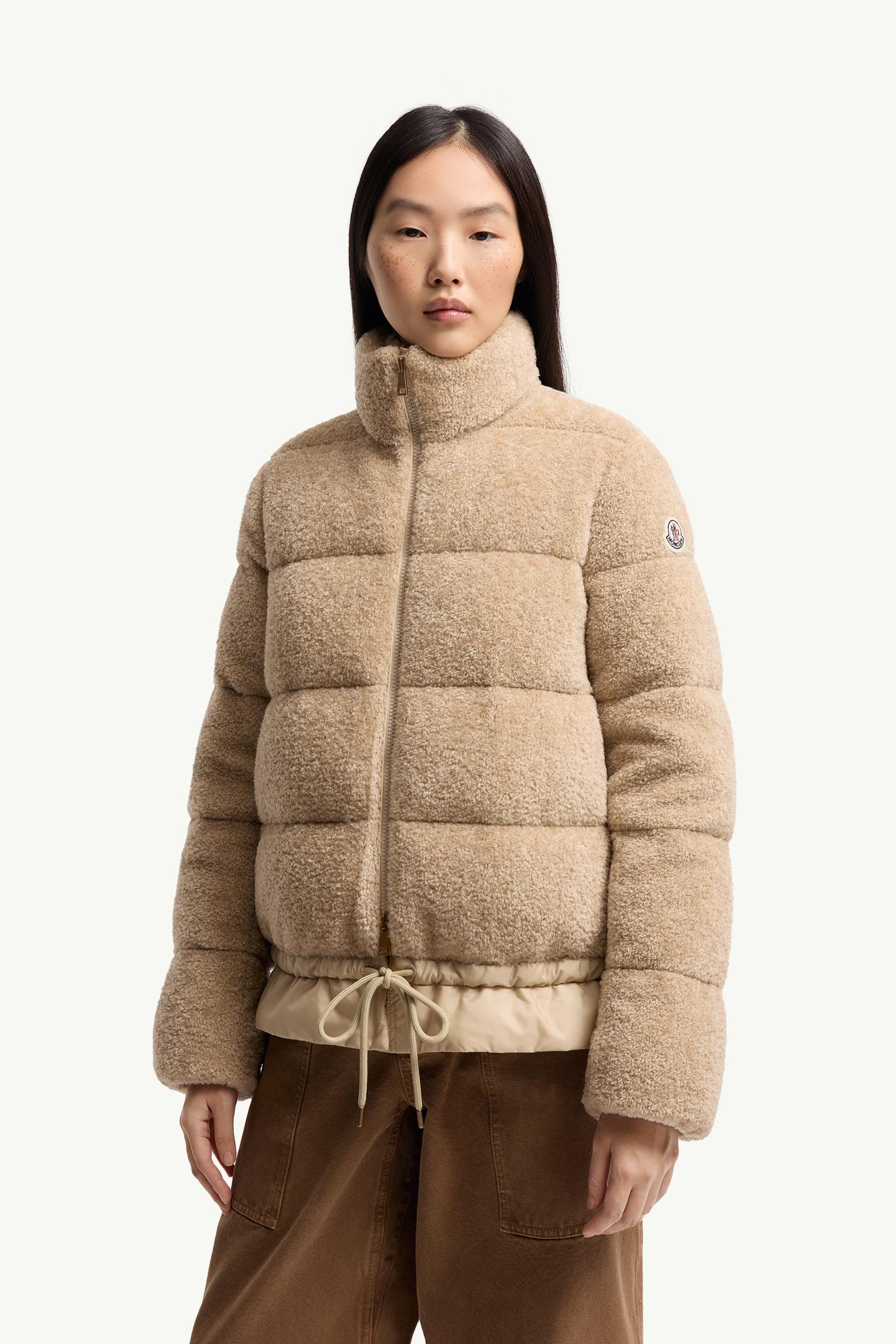 Light Beige Cedre Teddy Short Down Jacket - Short Down Jackets for