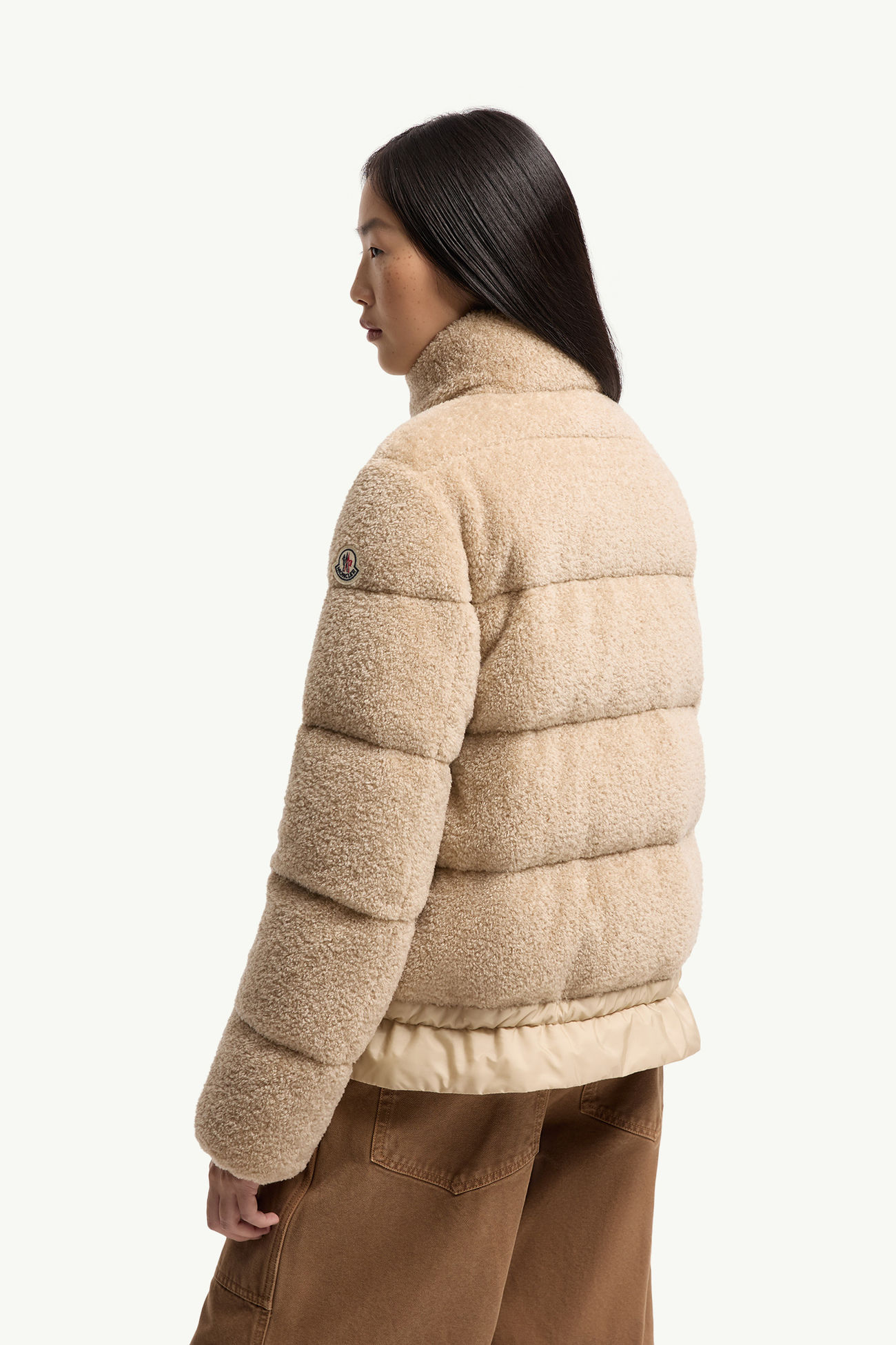 Piumino corto Cedre in pile effetto teddy Donna Beige Chiaro Moncler 4