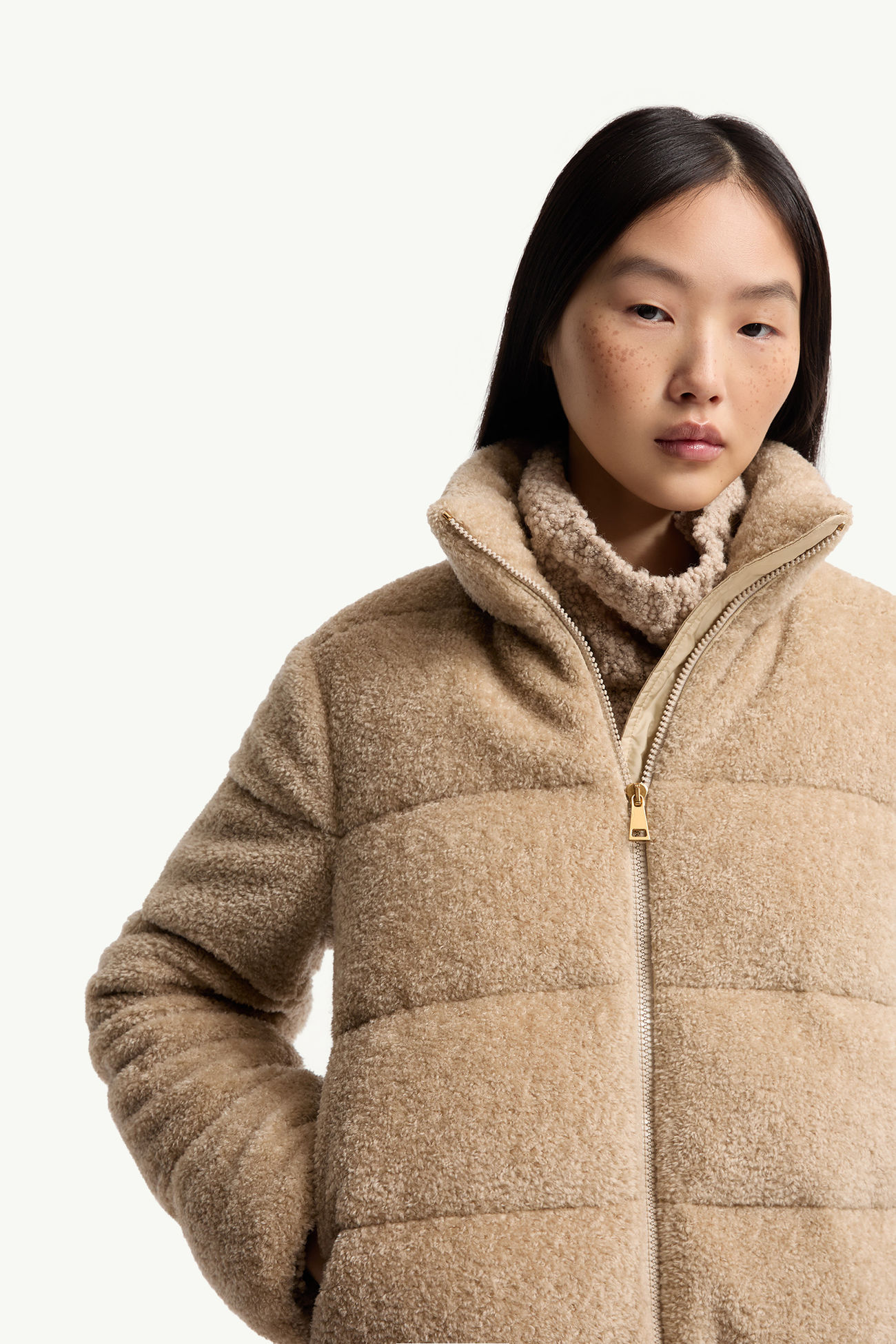 Cedre女士泰迪绒风格短款羽绒夹克外套 女士 浅米色 Moncler 5