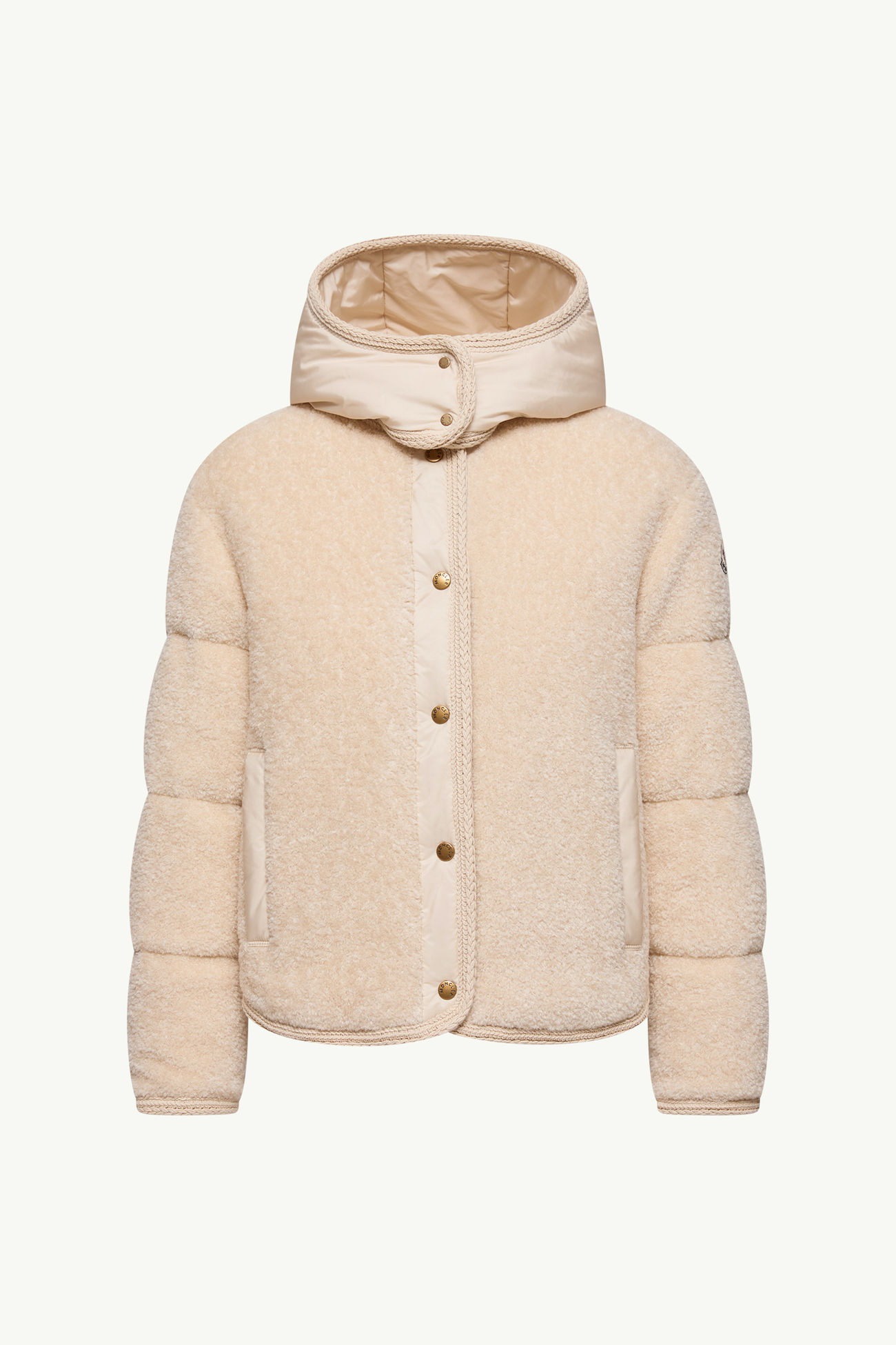 Ciboulette kurze Daunenjacke mit Kapuze und geflochtenem Besatz Damen Weiß-Elfenbein Moncler 2