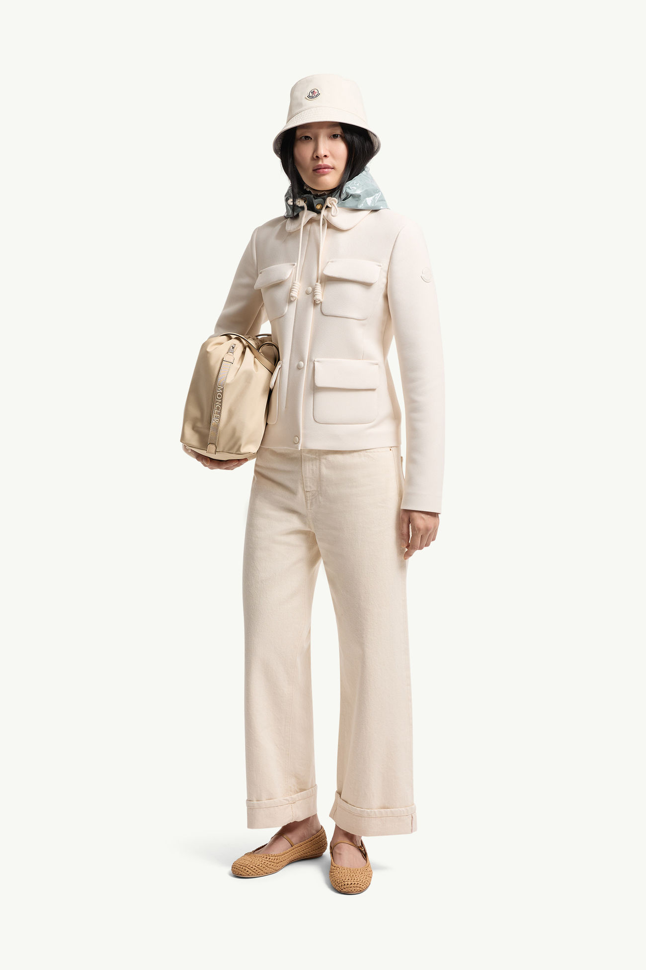 Guimauve Down Shirt Jacket Women White Ivory Moncler 0