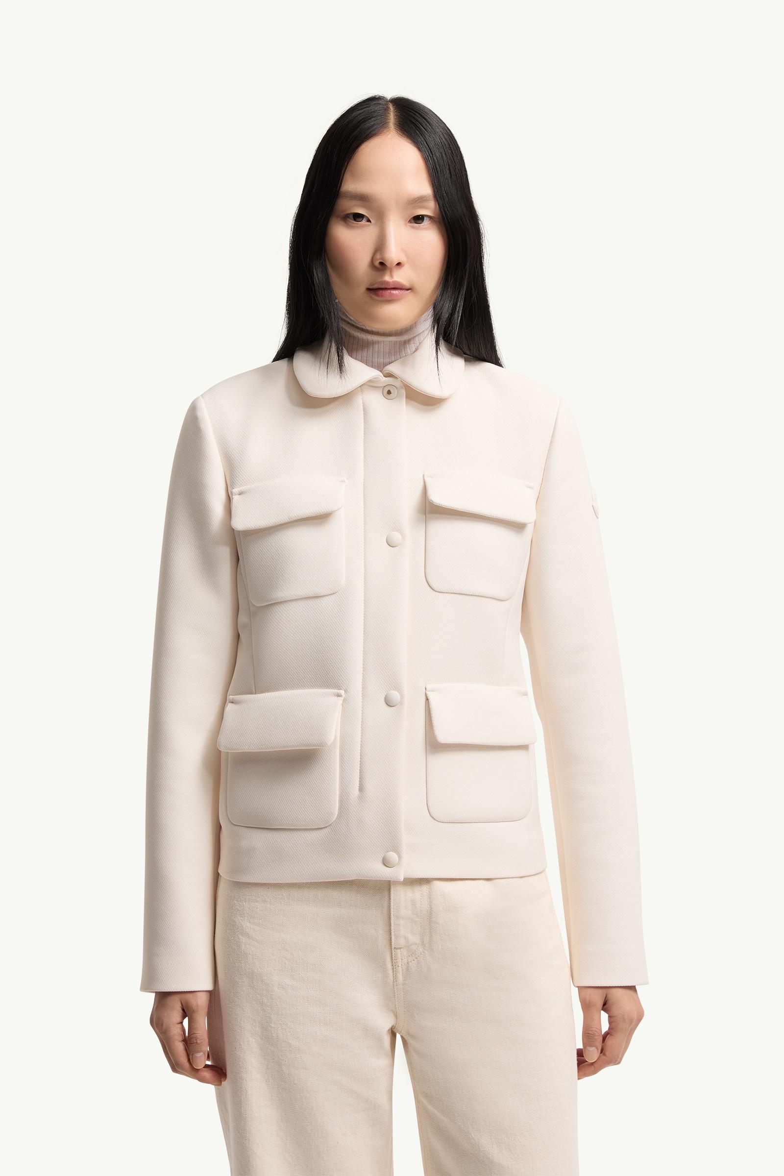 White Ivory Guimauve Down Shirt Jacket - Short Down Jackets for