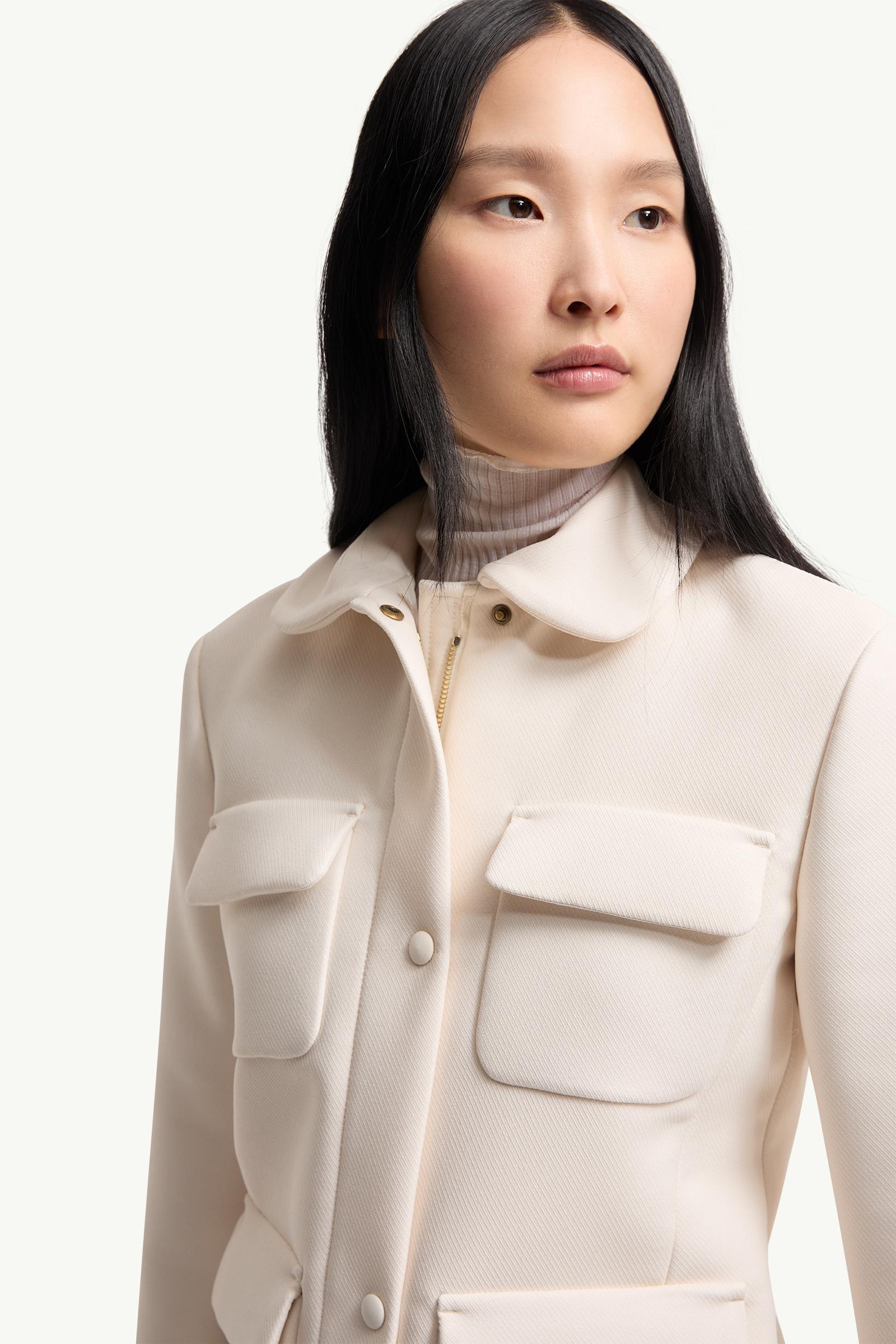 White Ivory Guimauve Down Shirt Jacket - Short Down Jackets for