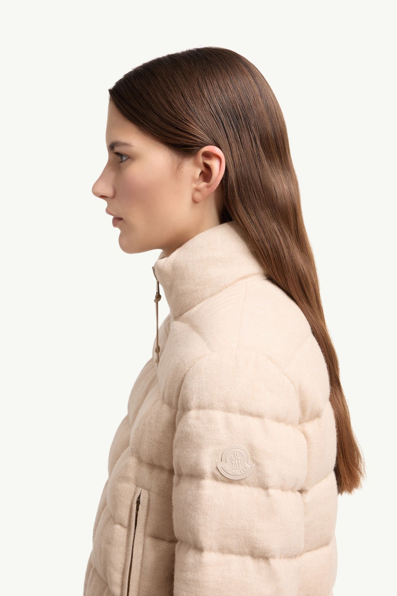 Agastache Cashmere & Linen Short Down Jacket Women Light Beige Moncler 1