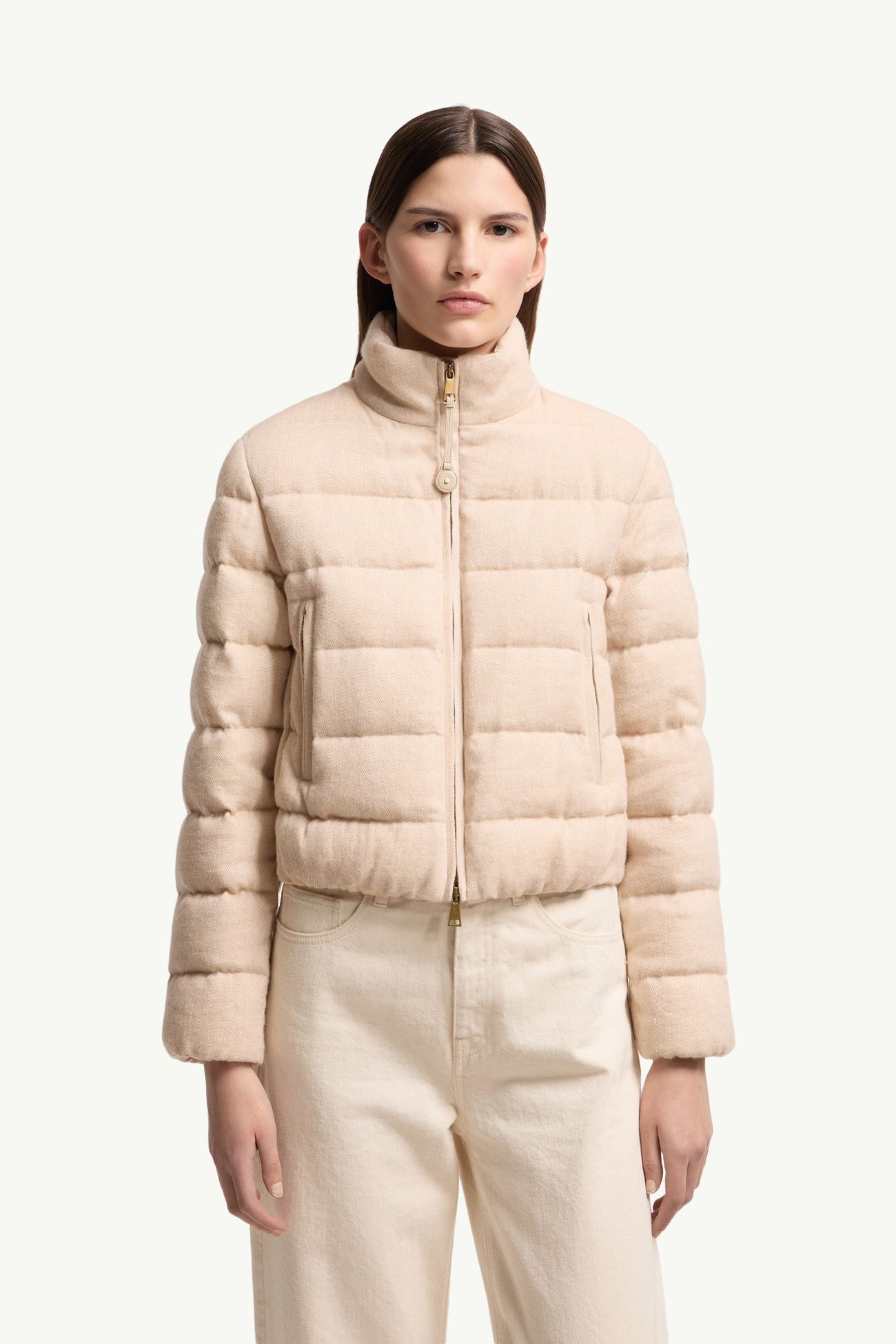 Piumino corto Agastache in cashmere e lino Donna Beige Chiaro Moncler 3