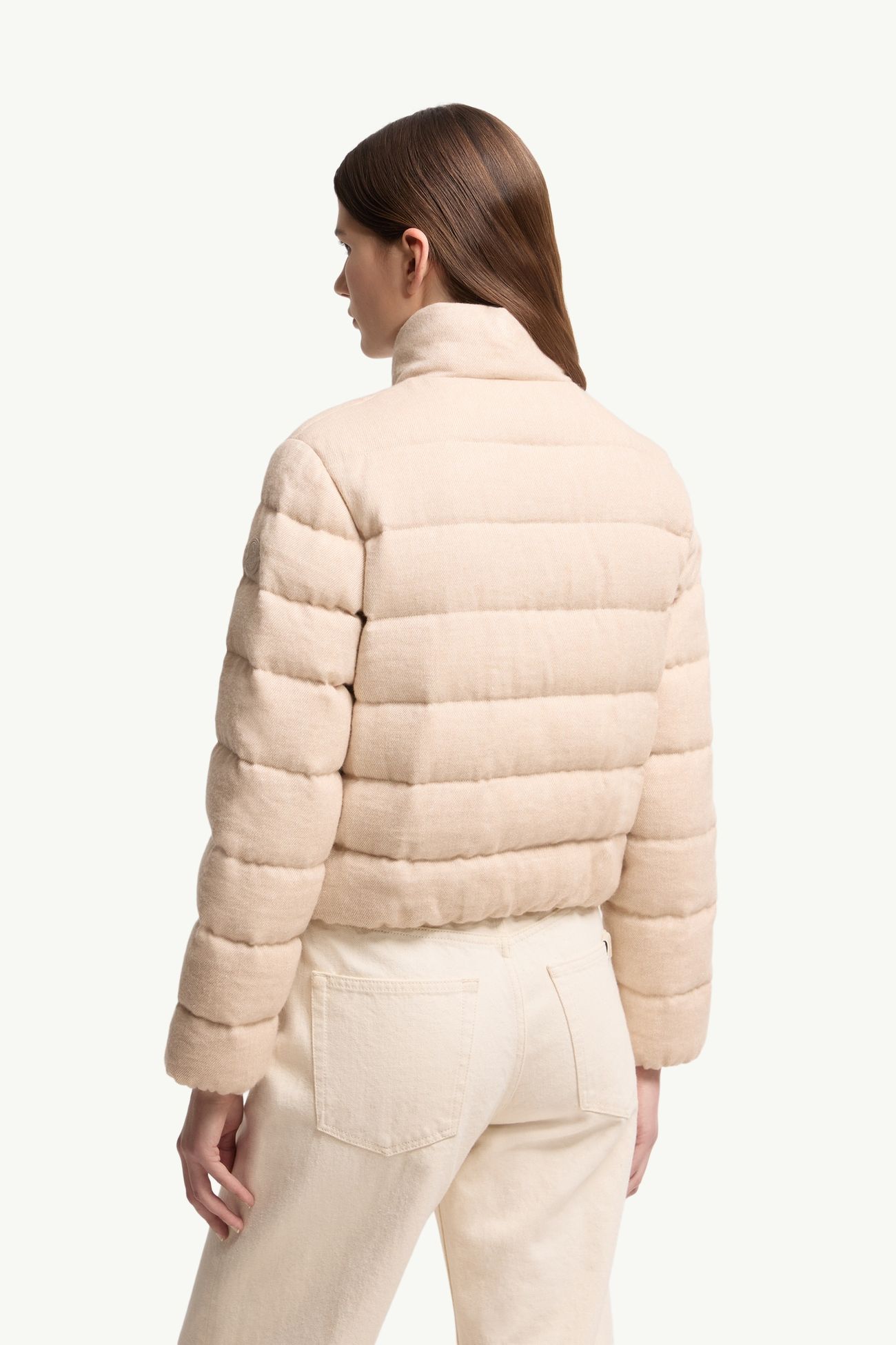 Agastache女士山羊绒和亚麻短款羽绒夹克外套 女士 浅米色 Moncler 4