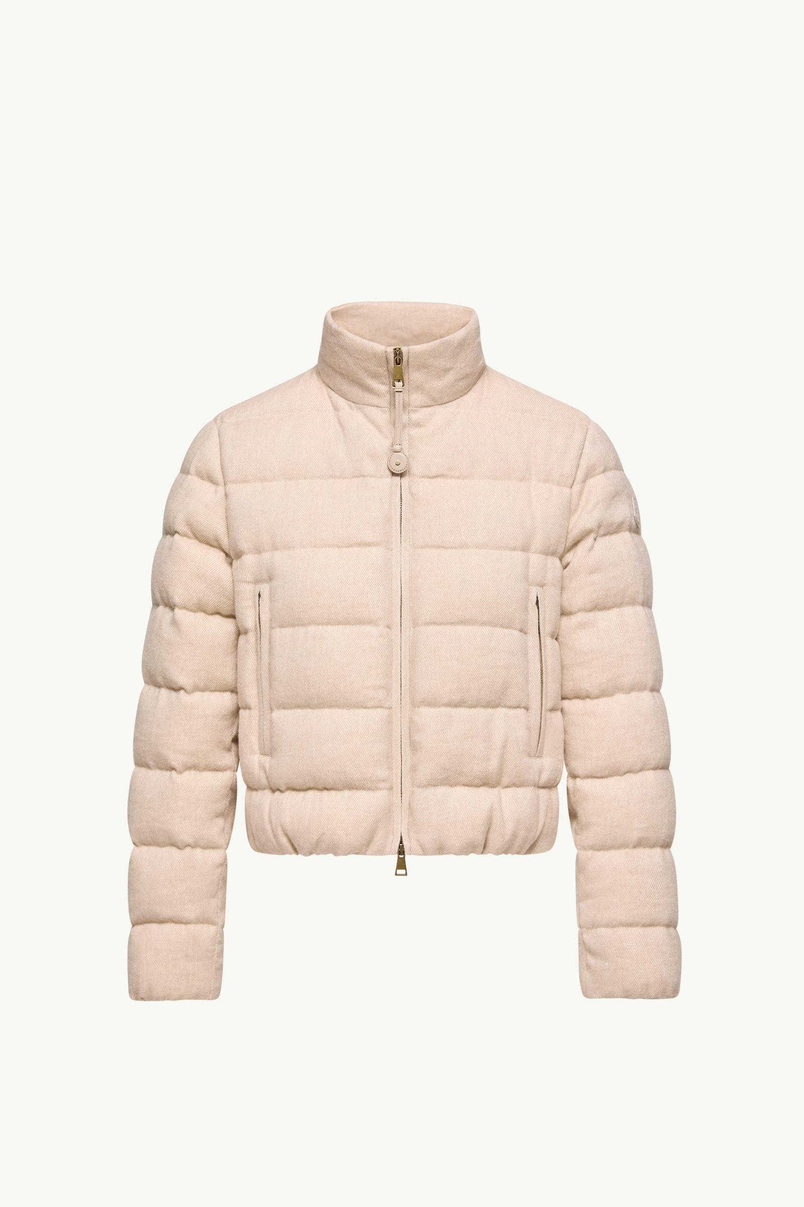 Light Beige Agastache Cashmere & Linen Short Down Jacket - Short