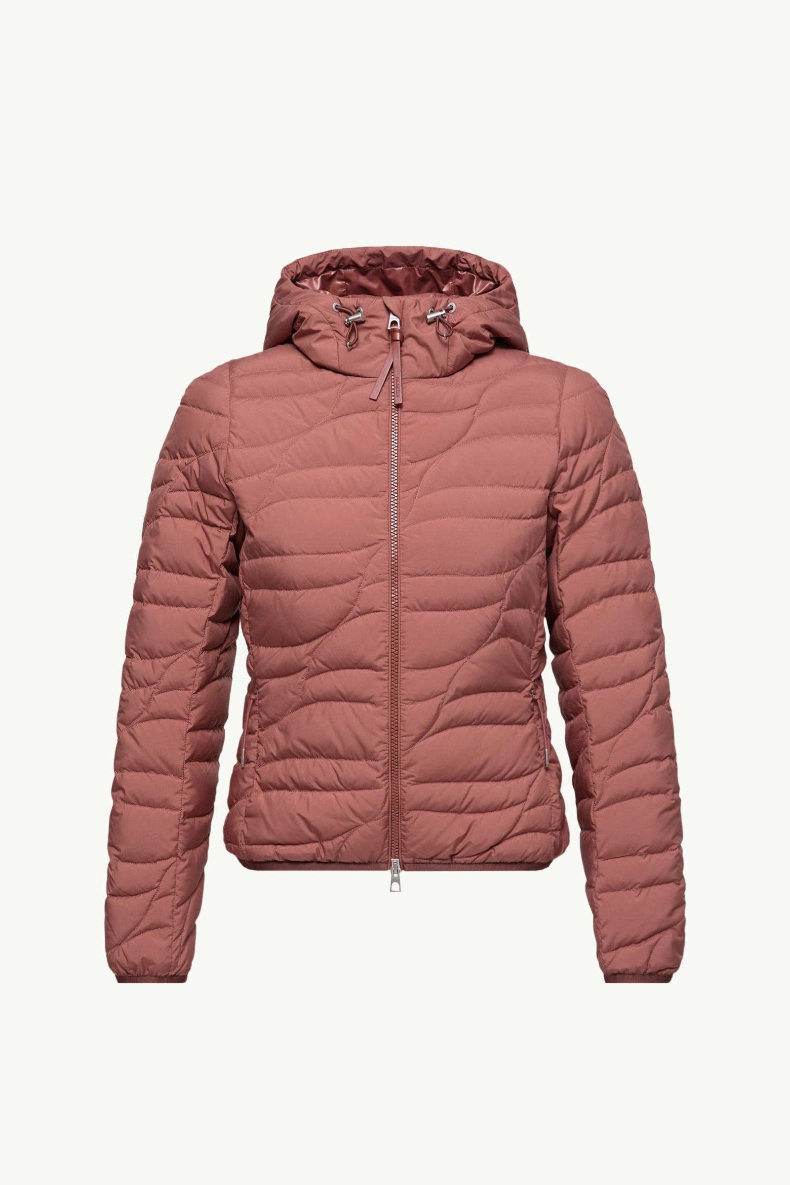 Delebiao Hooded Short Down Jacket Women Brown Moncler