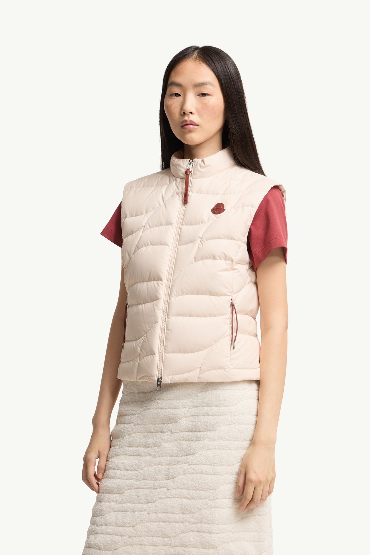 Doudoune sans manches Huangbiao Femmes Beige Clair Moncler 3