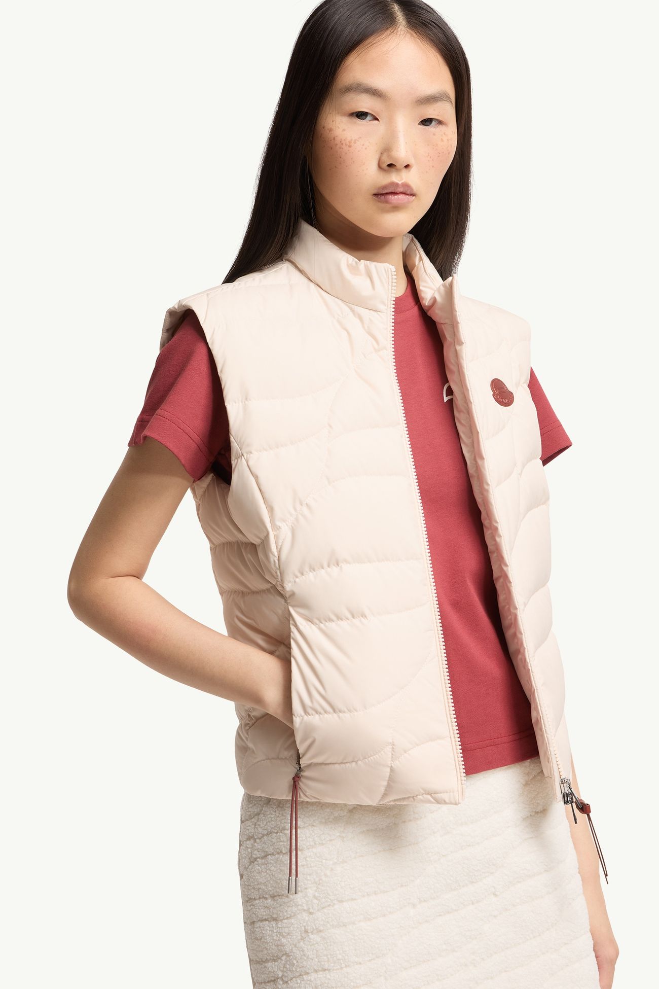 Doudoune sans manches Huangbiao Femmes Beige Clair Moncler 5