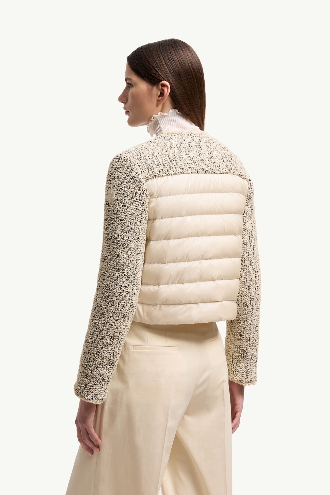 Doudoune courte Dauphine en mélange bouclé de laine et de soie Femmes Blanc Ivoire Moncler 4