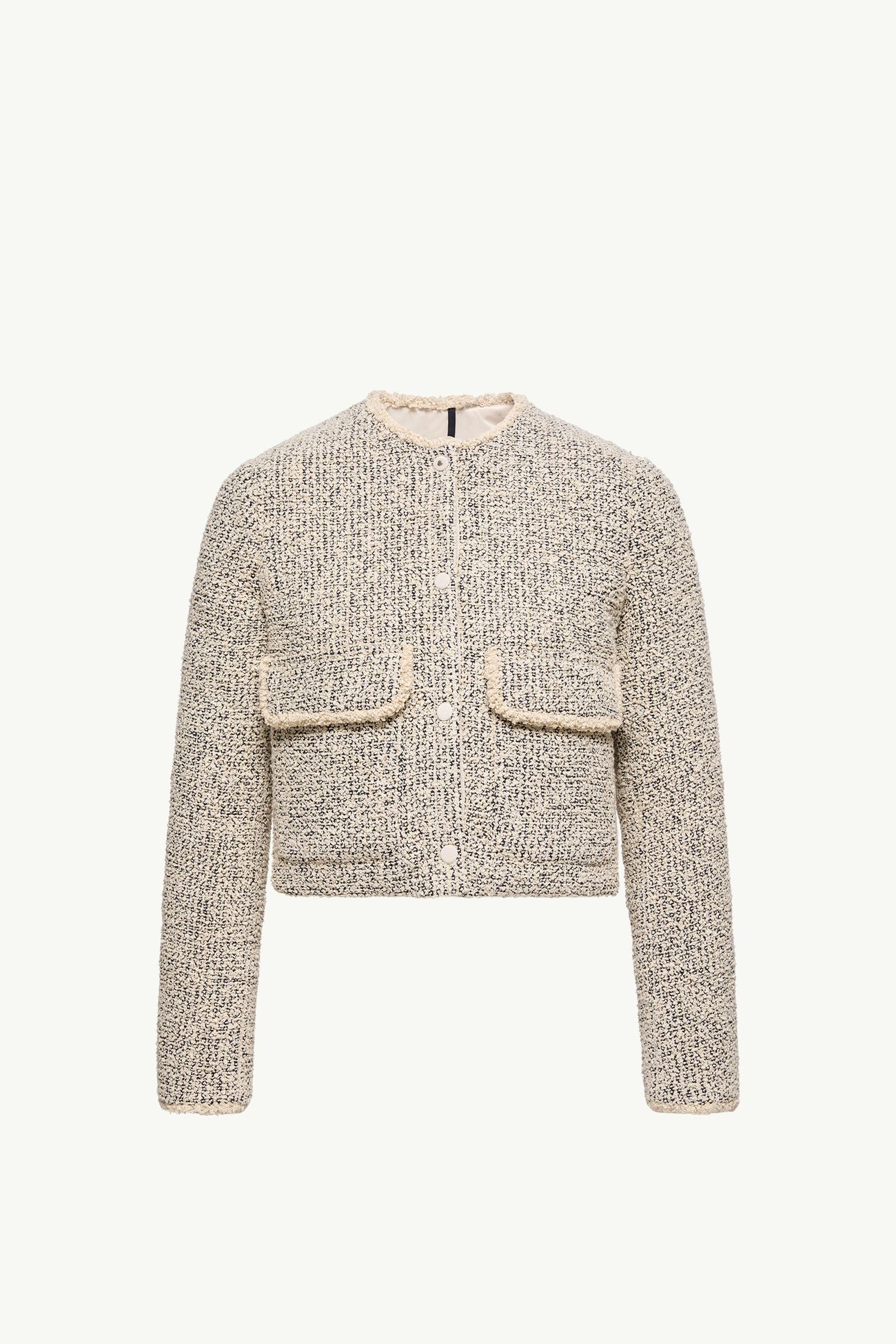 Piumino corto Dauphine in misto lana e seta bouclé Donna Bianco Avorio Moncler 2