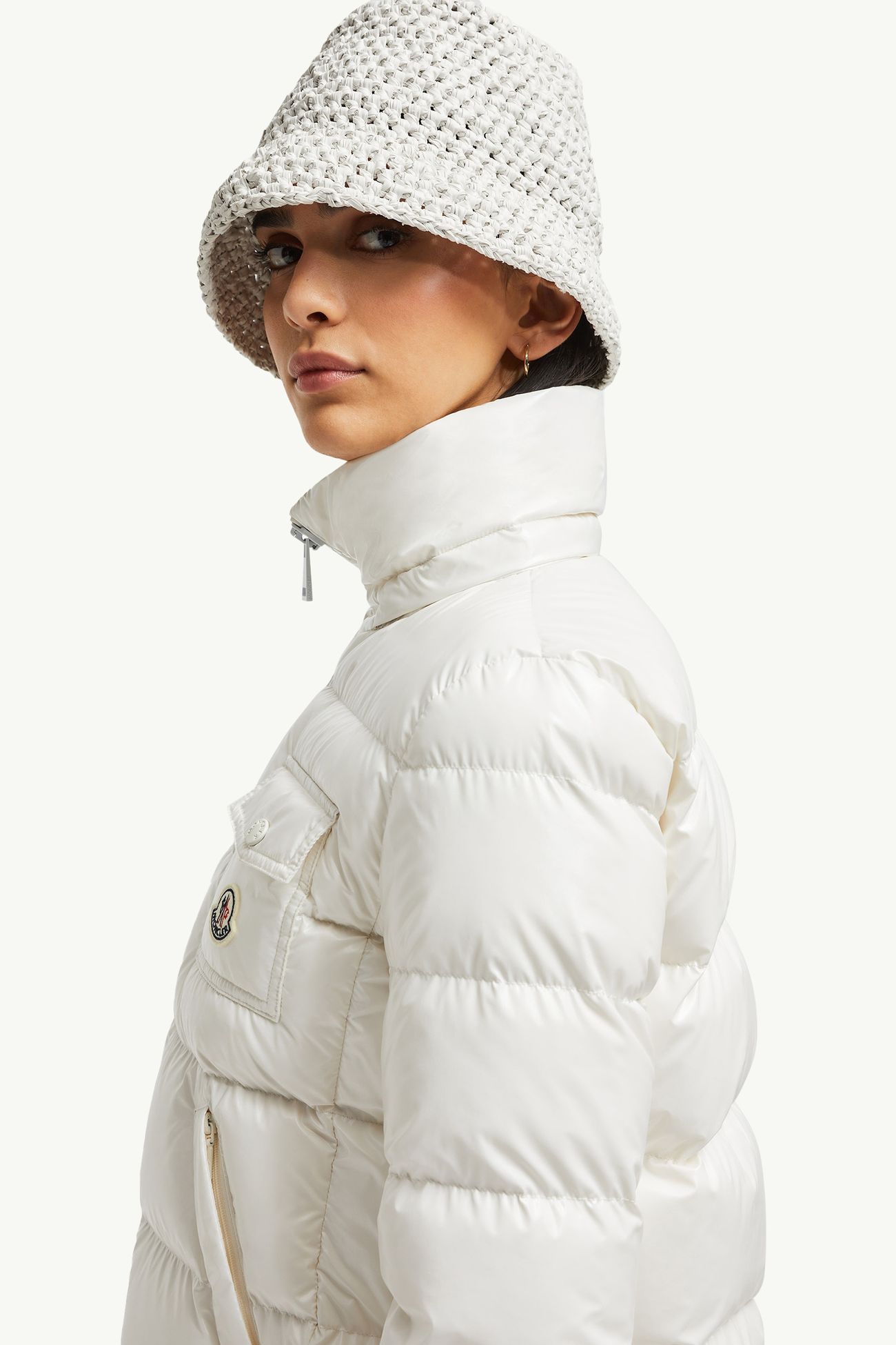Andro kurze Daunenjacke mit Kapuze Damen Weiß Moncler 1