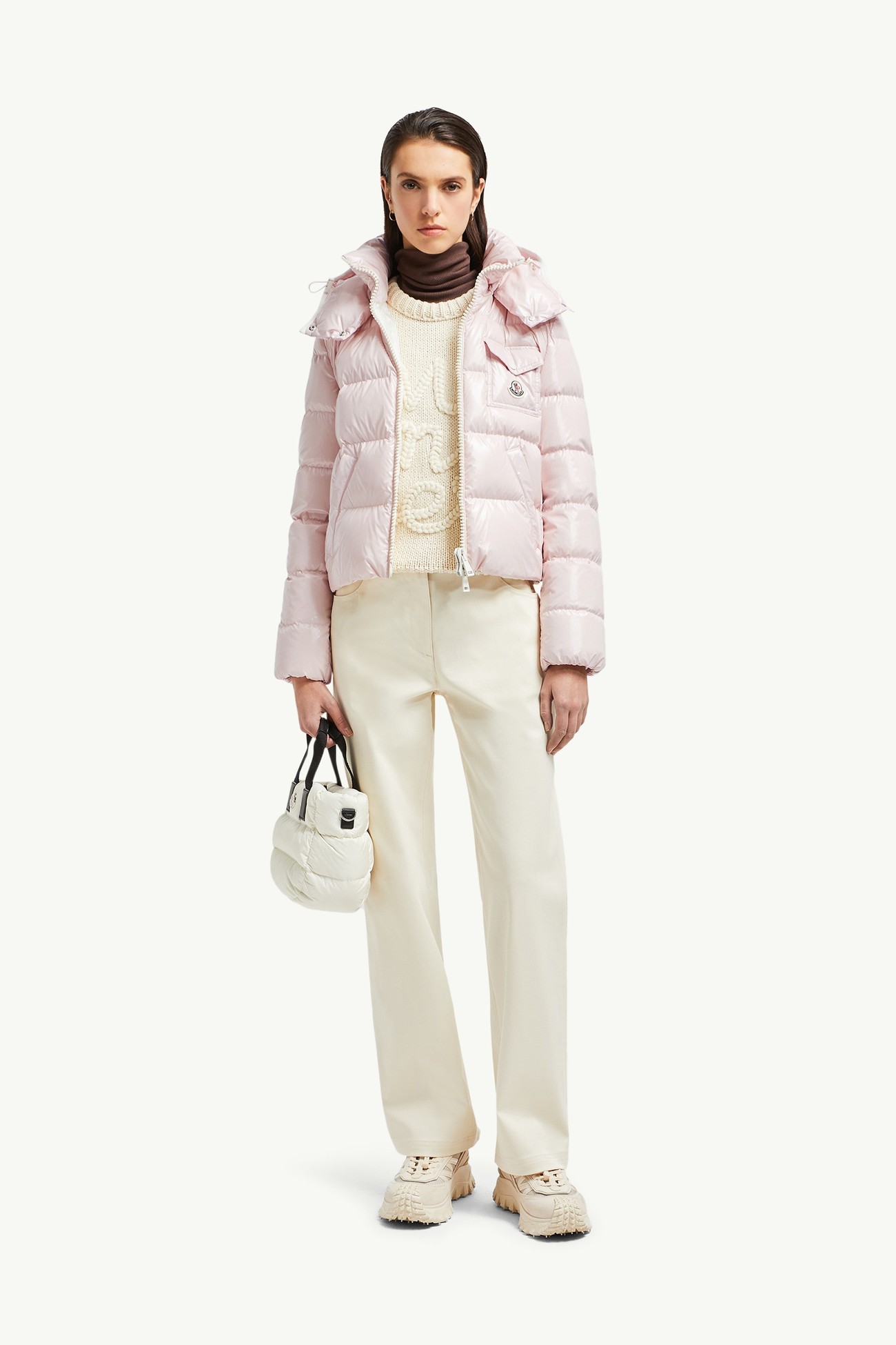 Andro Hooded Short Down Jacket Women Pink Moncler 0