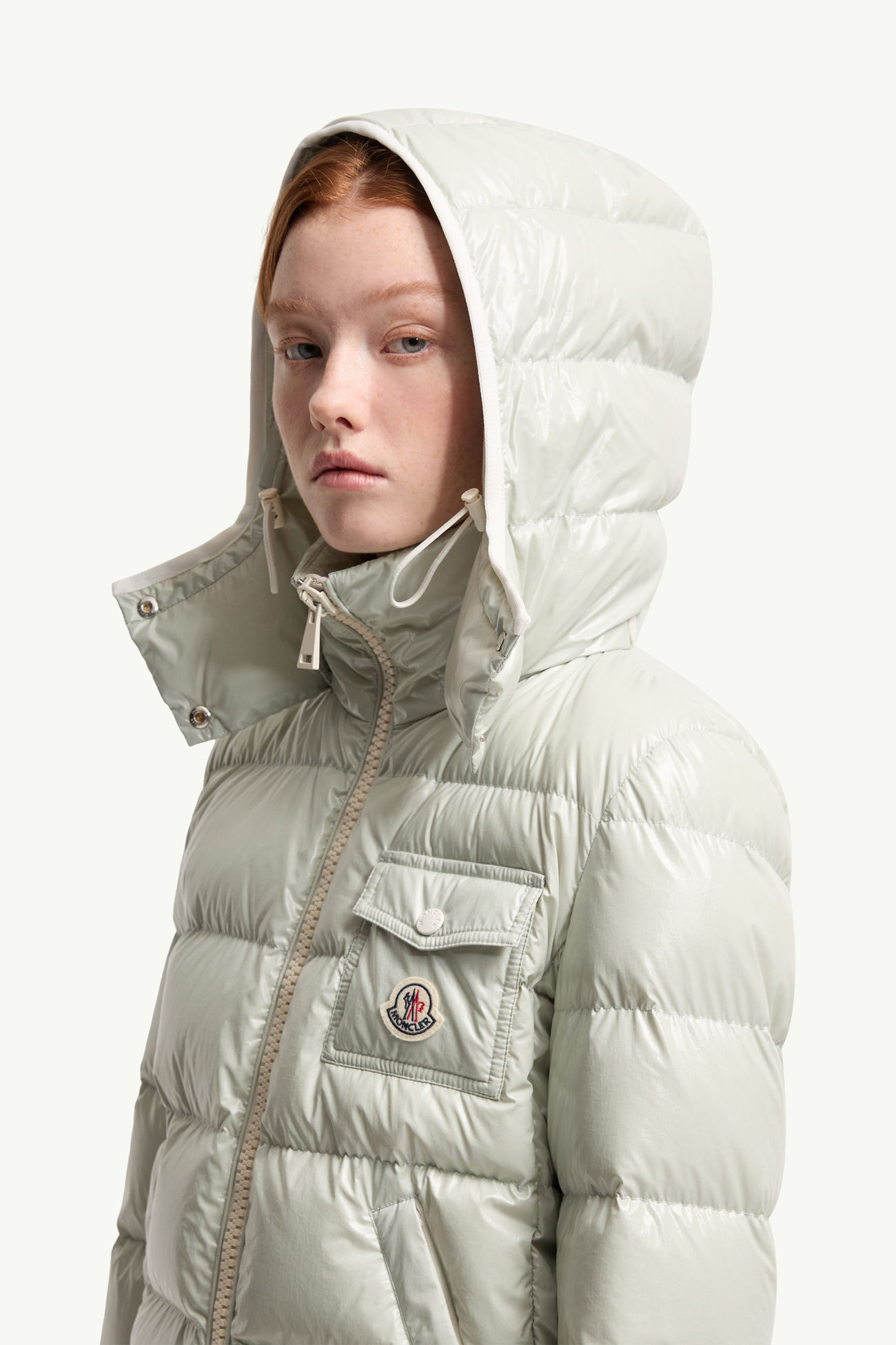 Andro Hooded Short Down Jacket Women Light Green Moncler 1