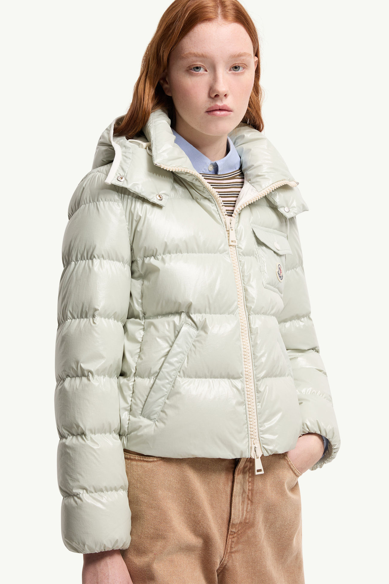 Andro 후드 쇼트 다운 재킷 여성 라이트 그린 Moncler 5