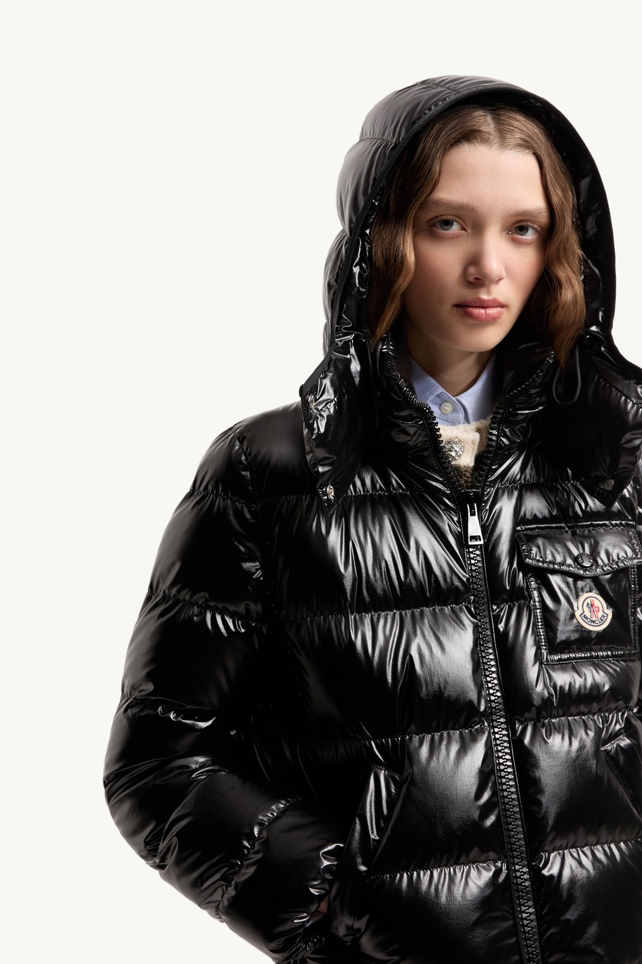 Andro連帽短身羽絨外套 女士 黑色 Moncler 6