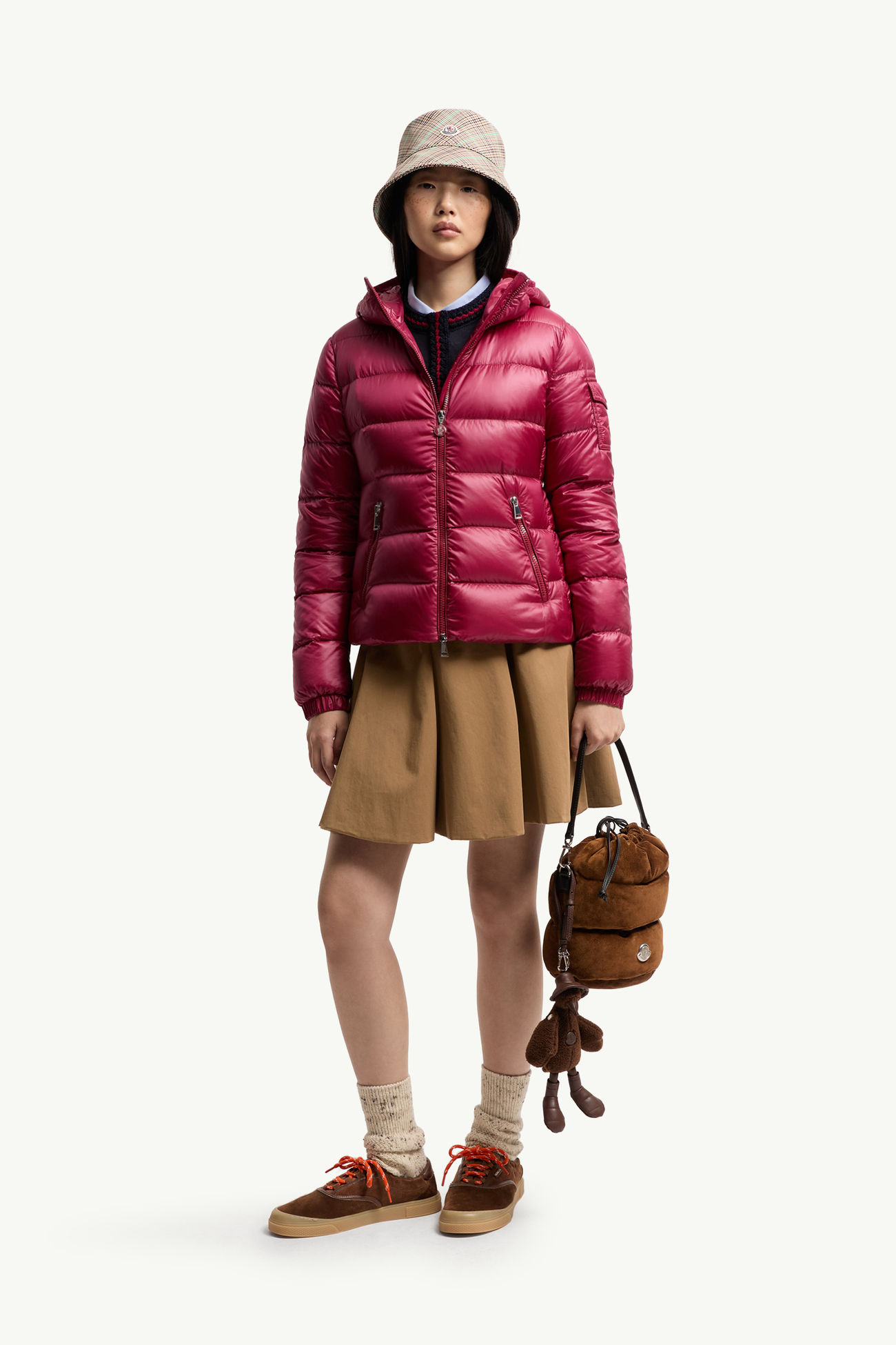 Glesse Hooded Short Down Jacket Women Cherry Pink Moncler 0