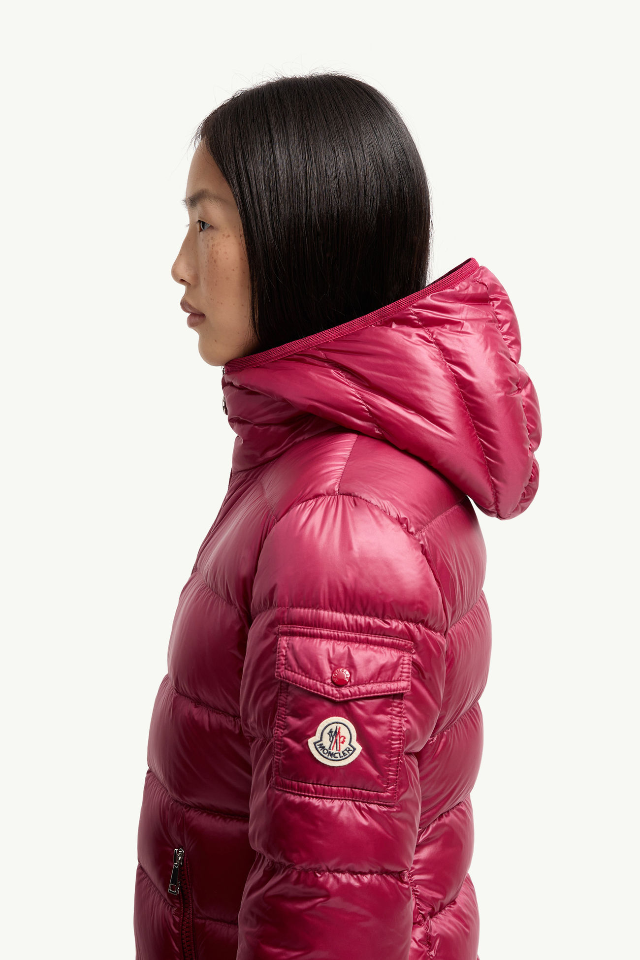 Glesse 후드 쇼츠 다운 재킷 여성 체리 핑크 Moncler 1