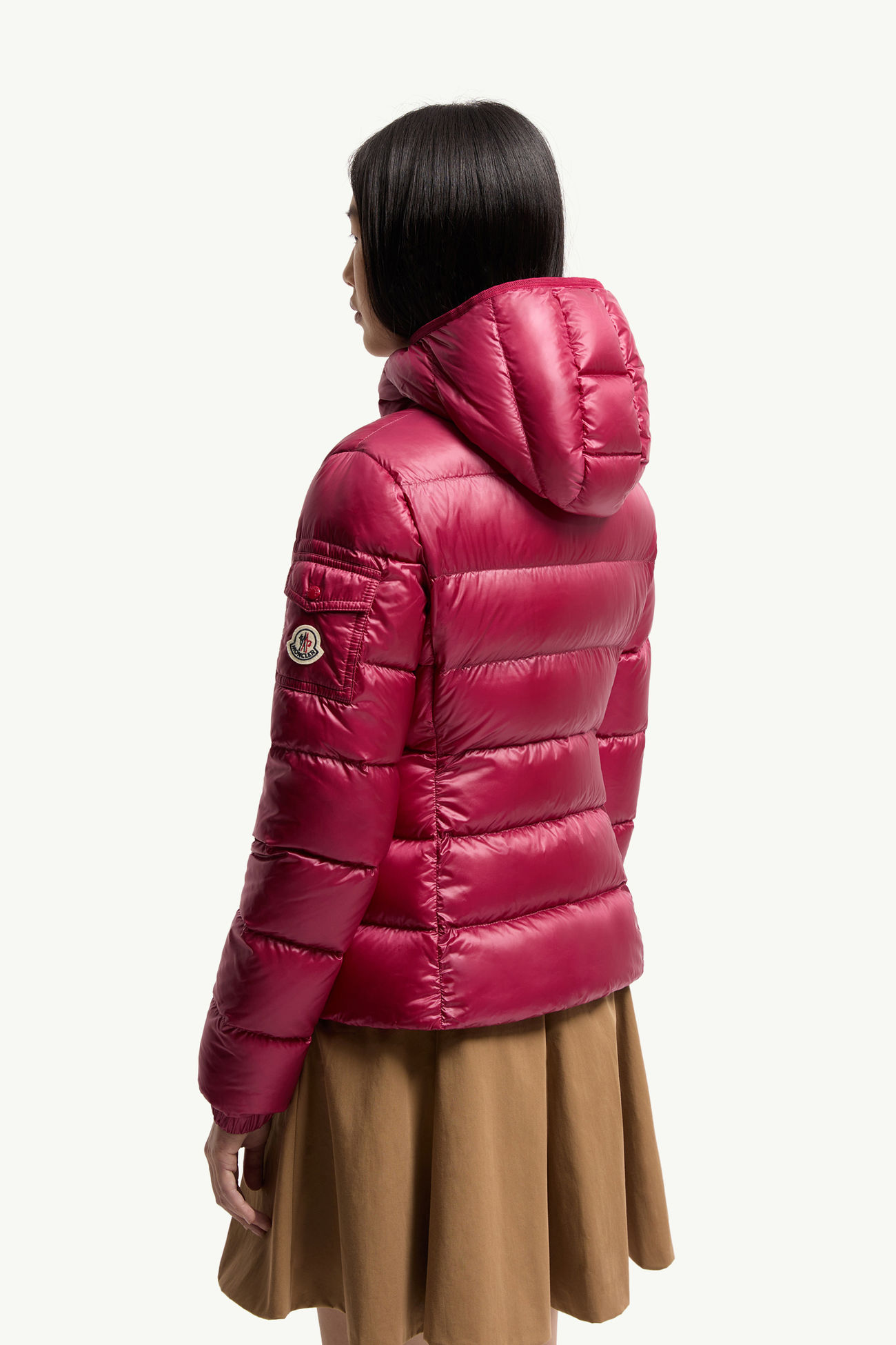 Piumino corto Glesse con cappuccio Donna Rosa Ciliegia Moncler 4
