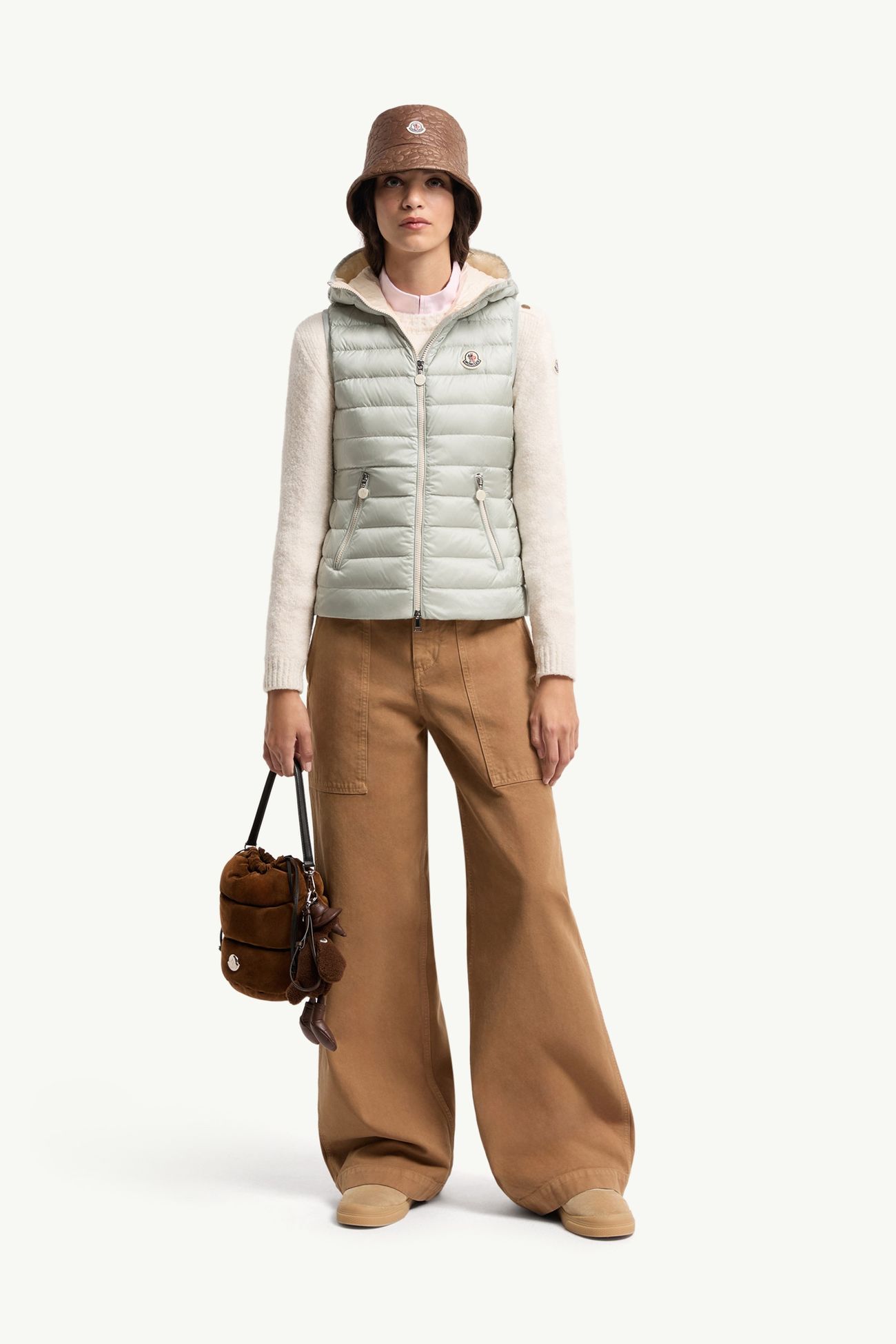 Chaleco plumífero con capucha Glycosse Mujer Gris Moncler 0