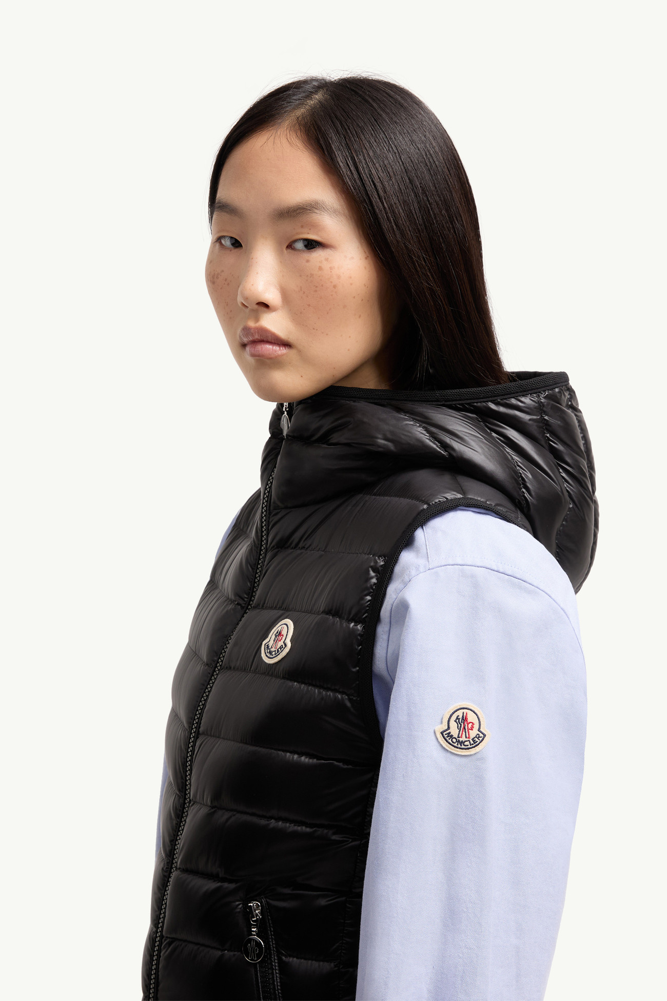 Chaleco plumífero con capucha Glygosse Mujer Negro Moncler 1