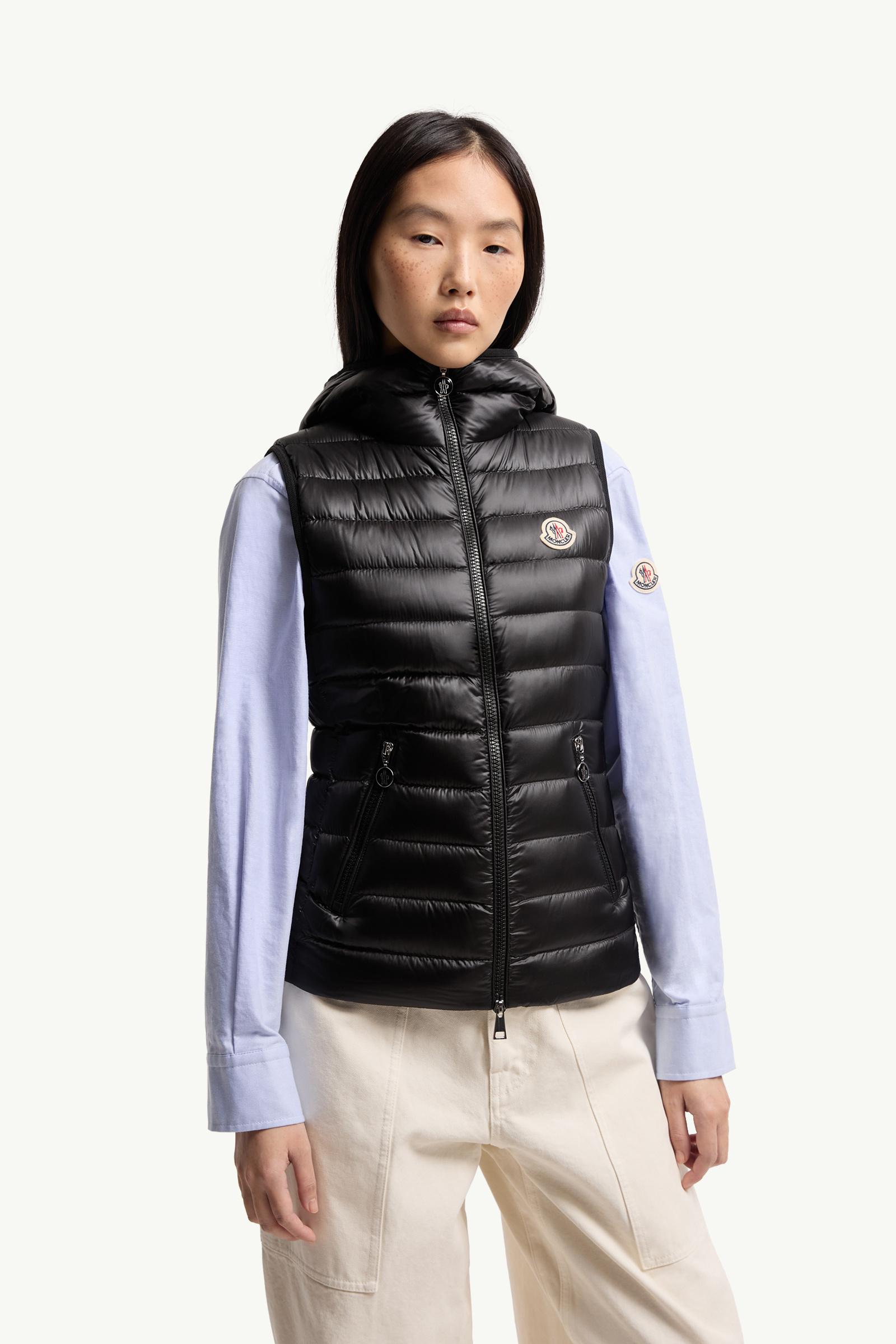 Black Glygosse Hooded Down Vest - Vests for Women | Moncler US
