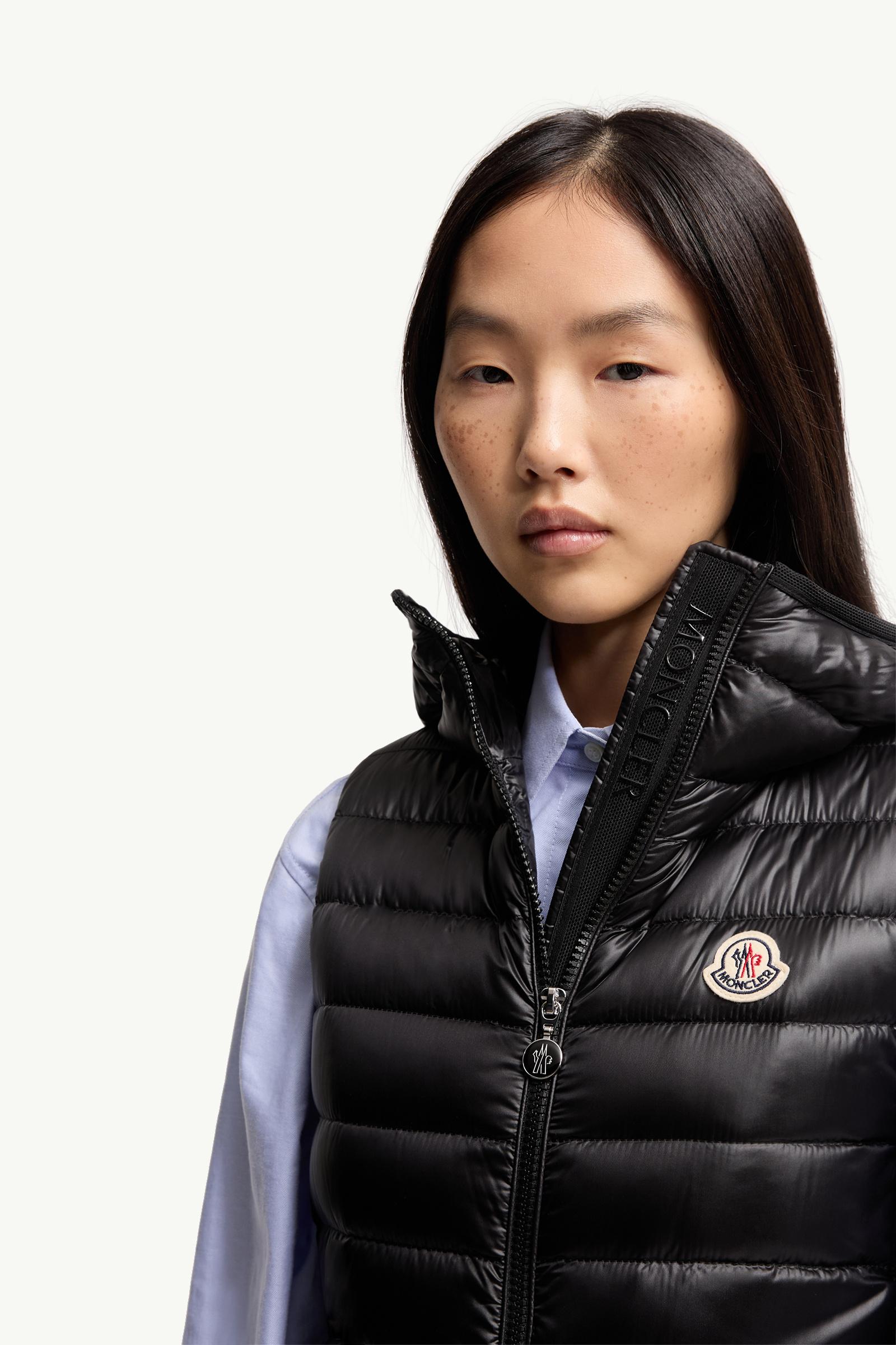 Black Glygosse Hooded Down Vest - Vests for Women | Moncler US