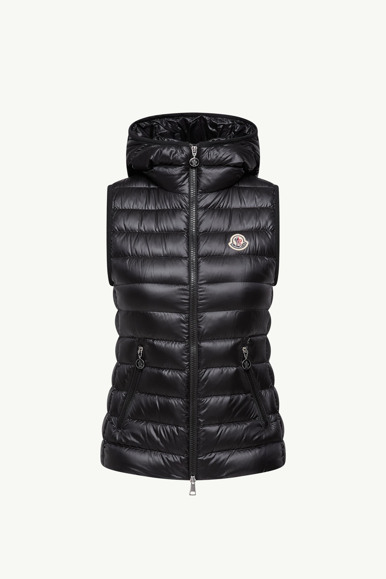 Black Glygosse Hooded Down Vest - Vests for Women | Moncler US