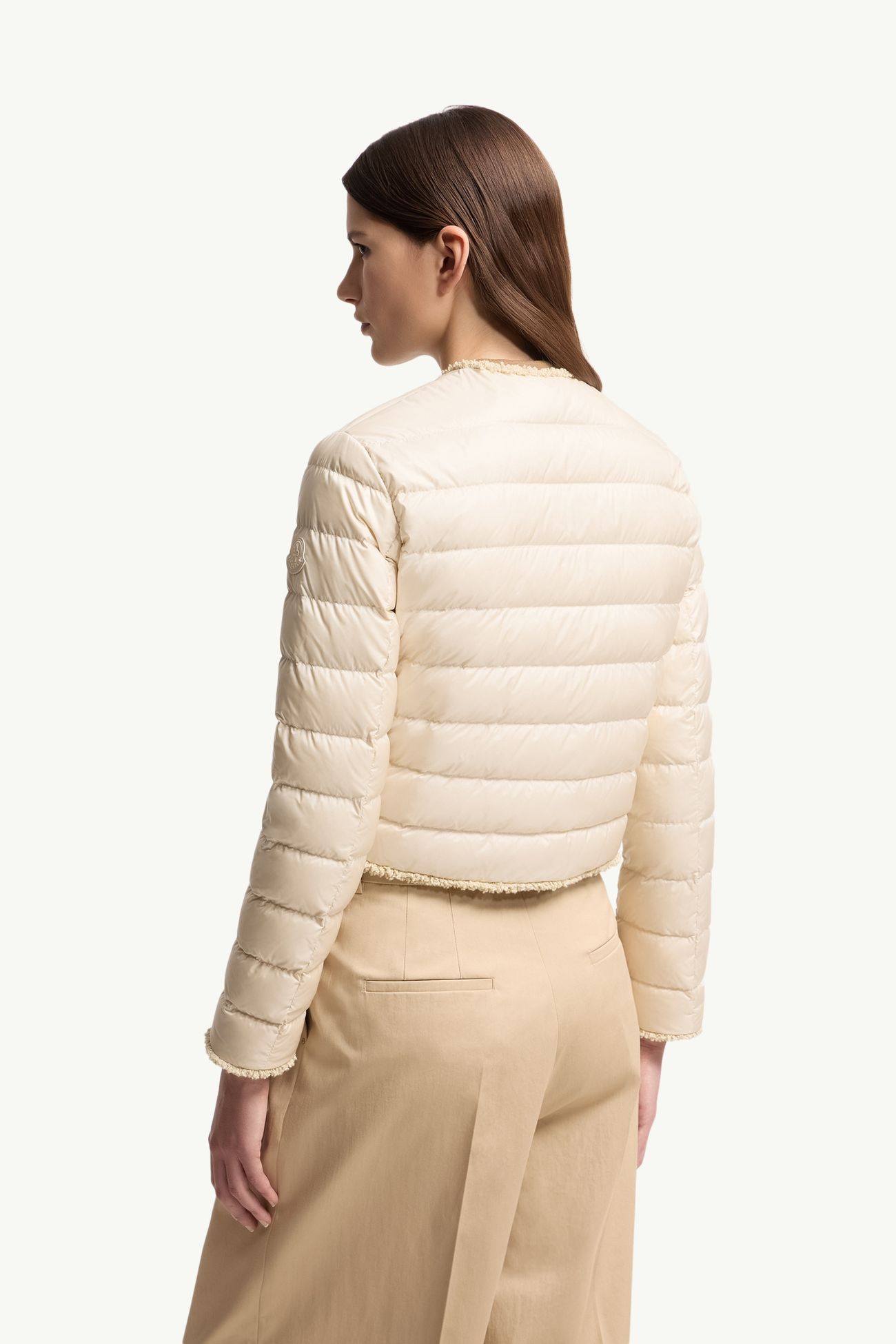 Fleurs Bouclé-Trimmed Short Down Jacket Women Light Beige Moncler 4
