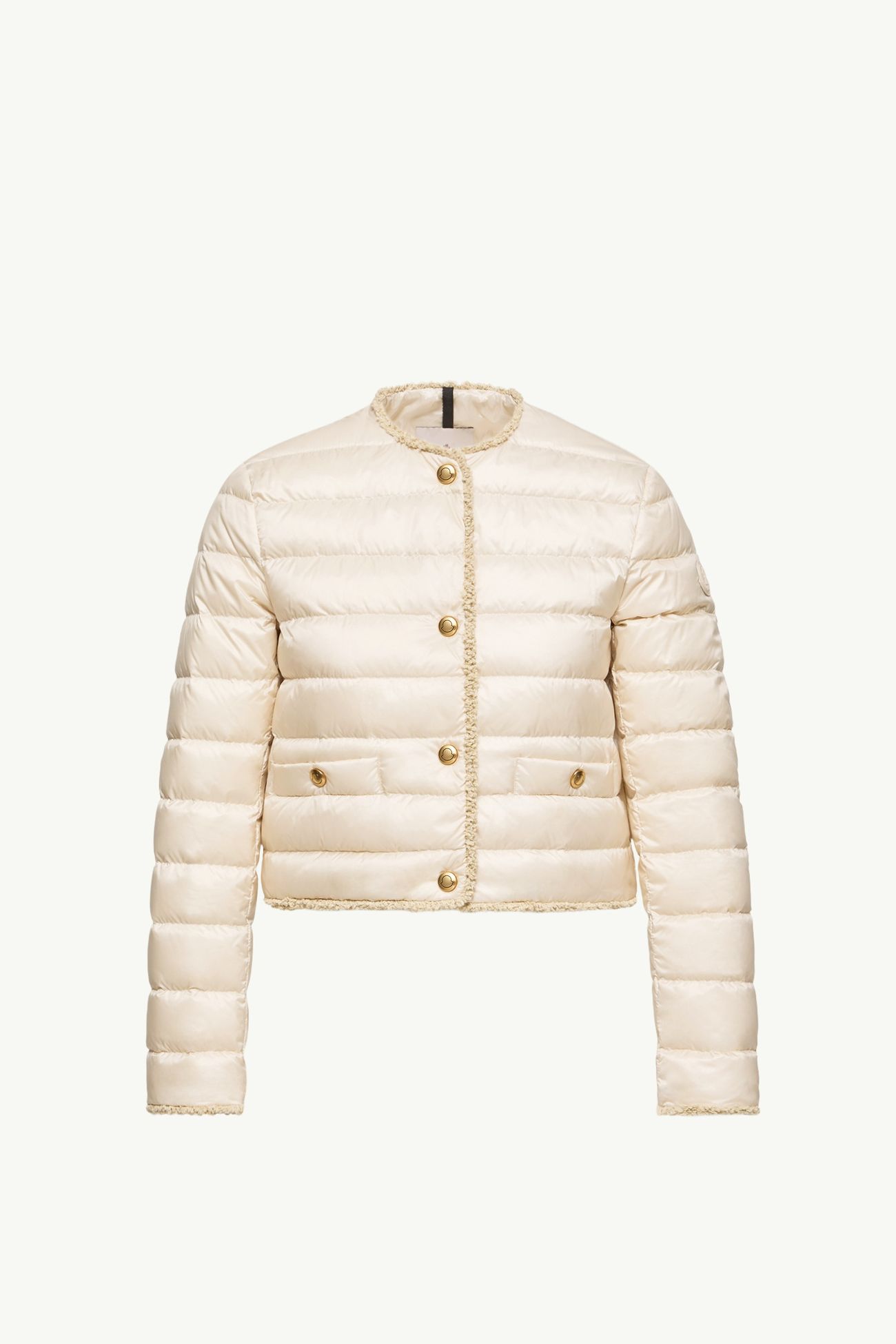 Plumífero corto con ribetes de bouclé Fleurs Mujer Beige Claro Moncler 2