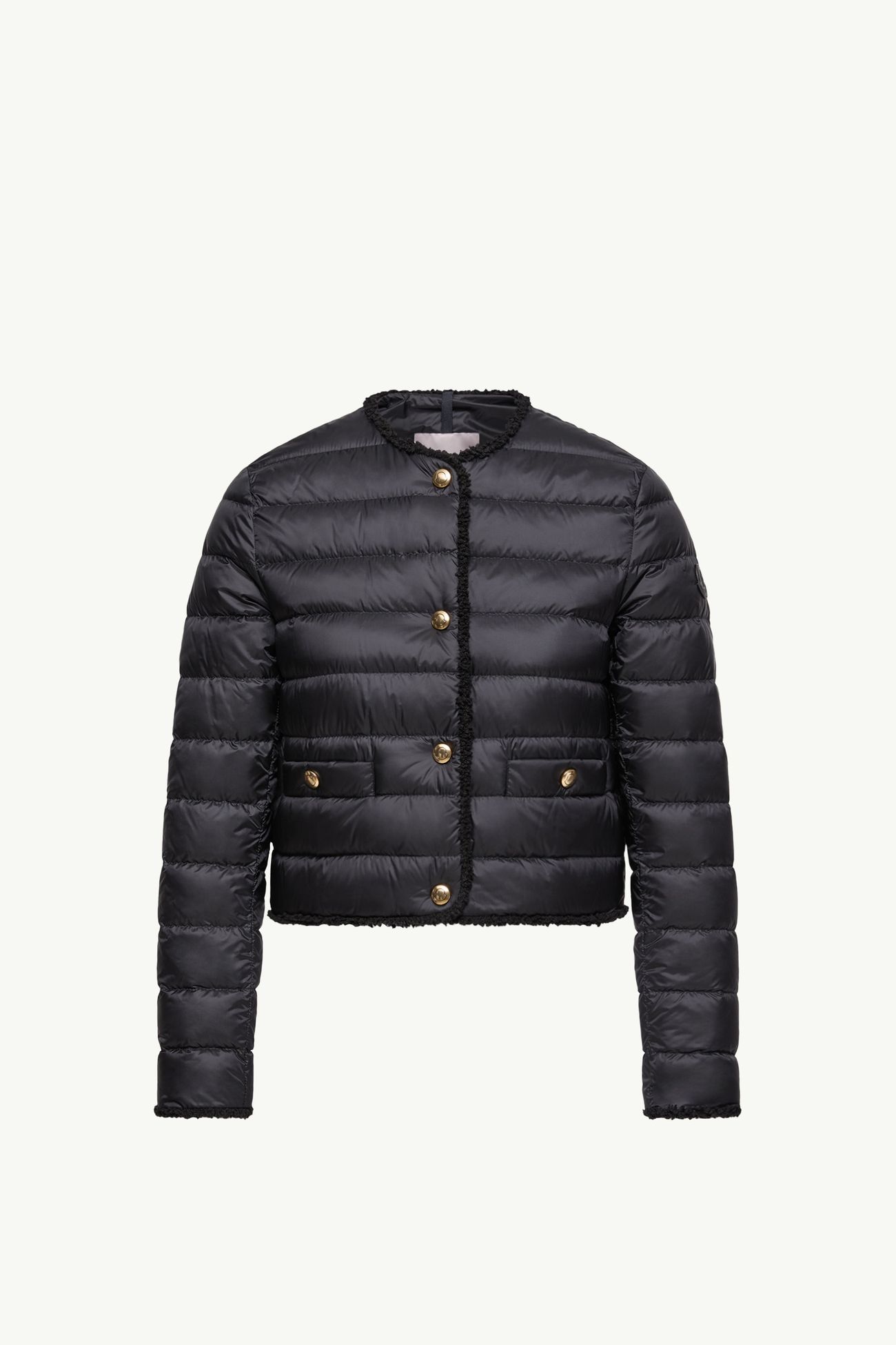 Fleurs kurze Daunenjacke mit Bouclé-Besatz Damen Schwarz Moncler 2