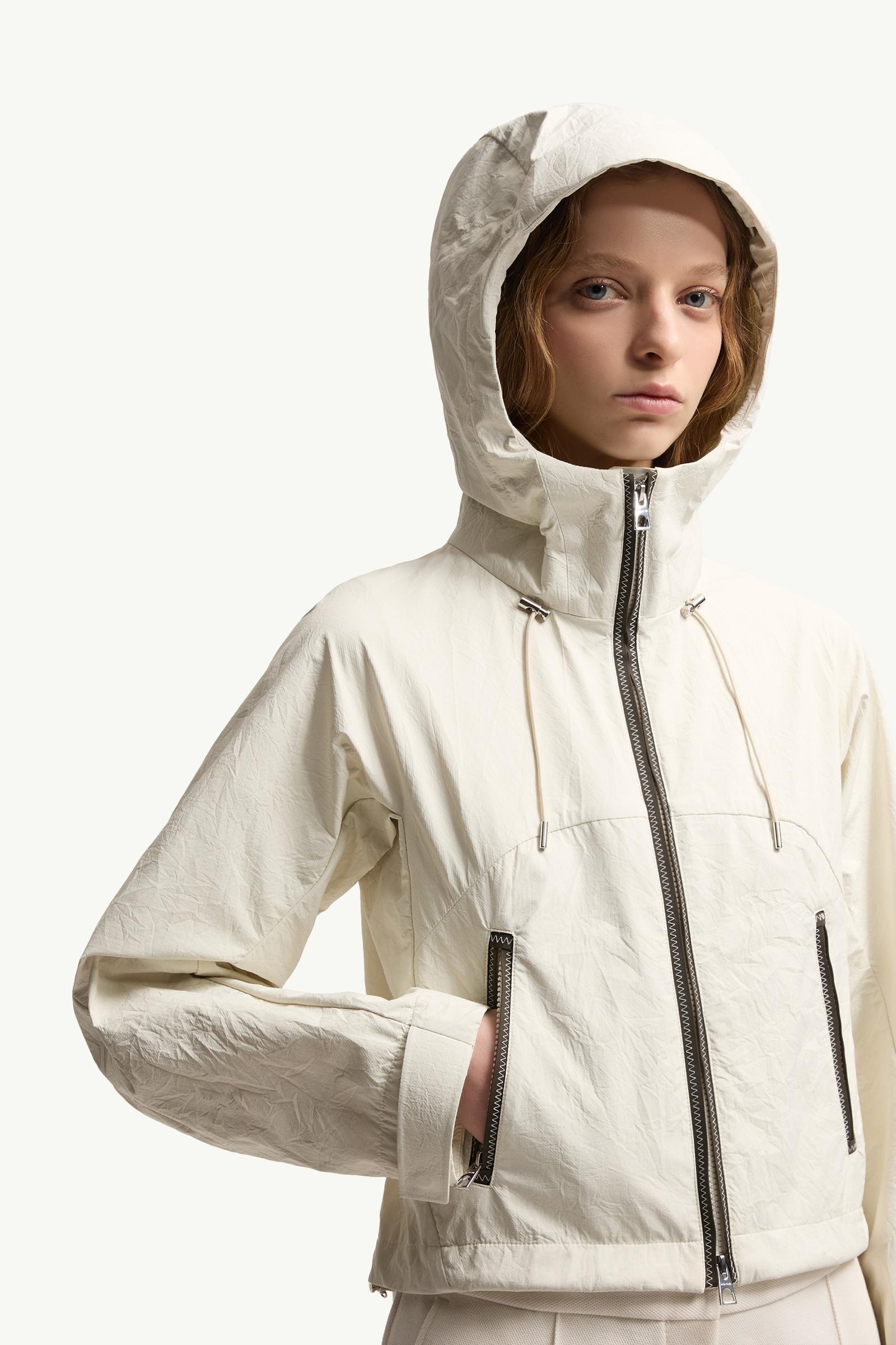 White Ivory Lasanca Hooded Jacket - Windbreakers & Raincoats for