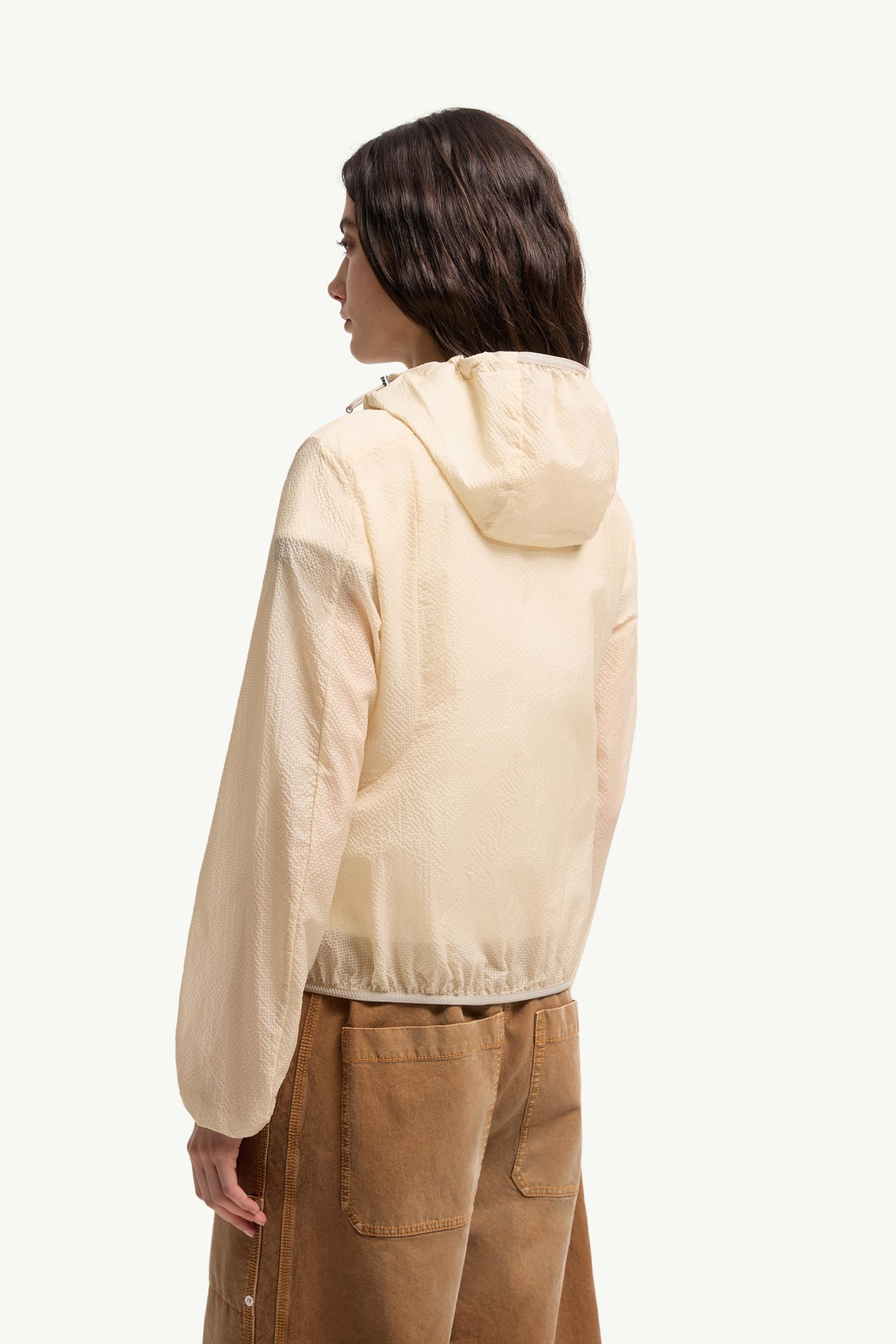 White Ivory Edasic Seersucker Hooded Jacket - Windbreakers
