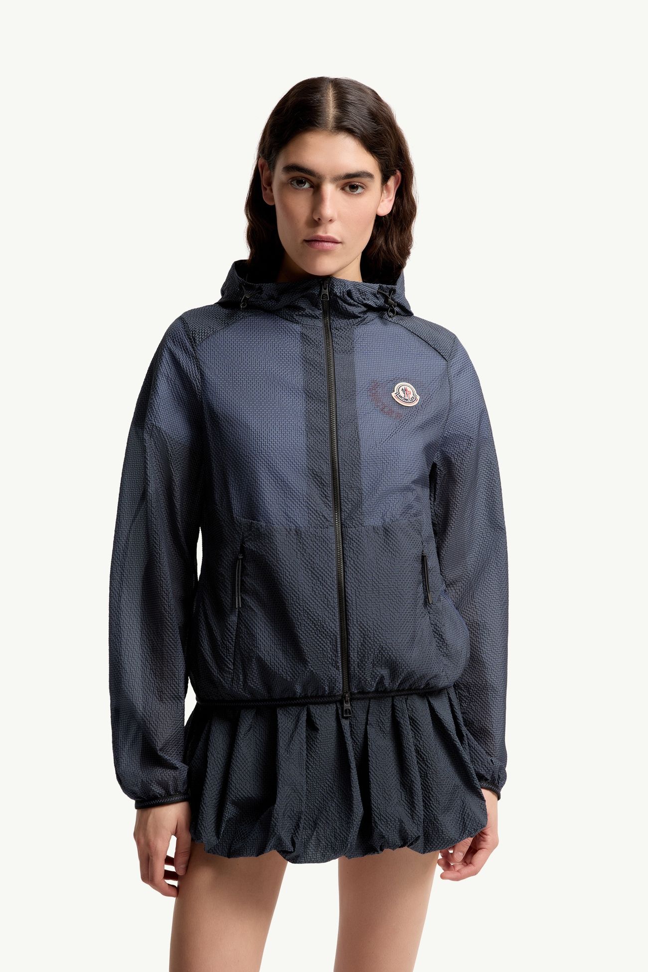 Veste à capuche Edasic en seersucker Femmes Bleu Nuit Moncler 3