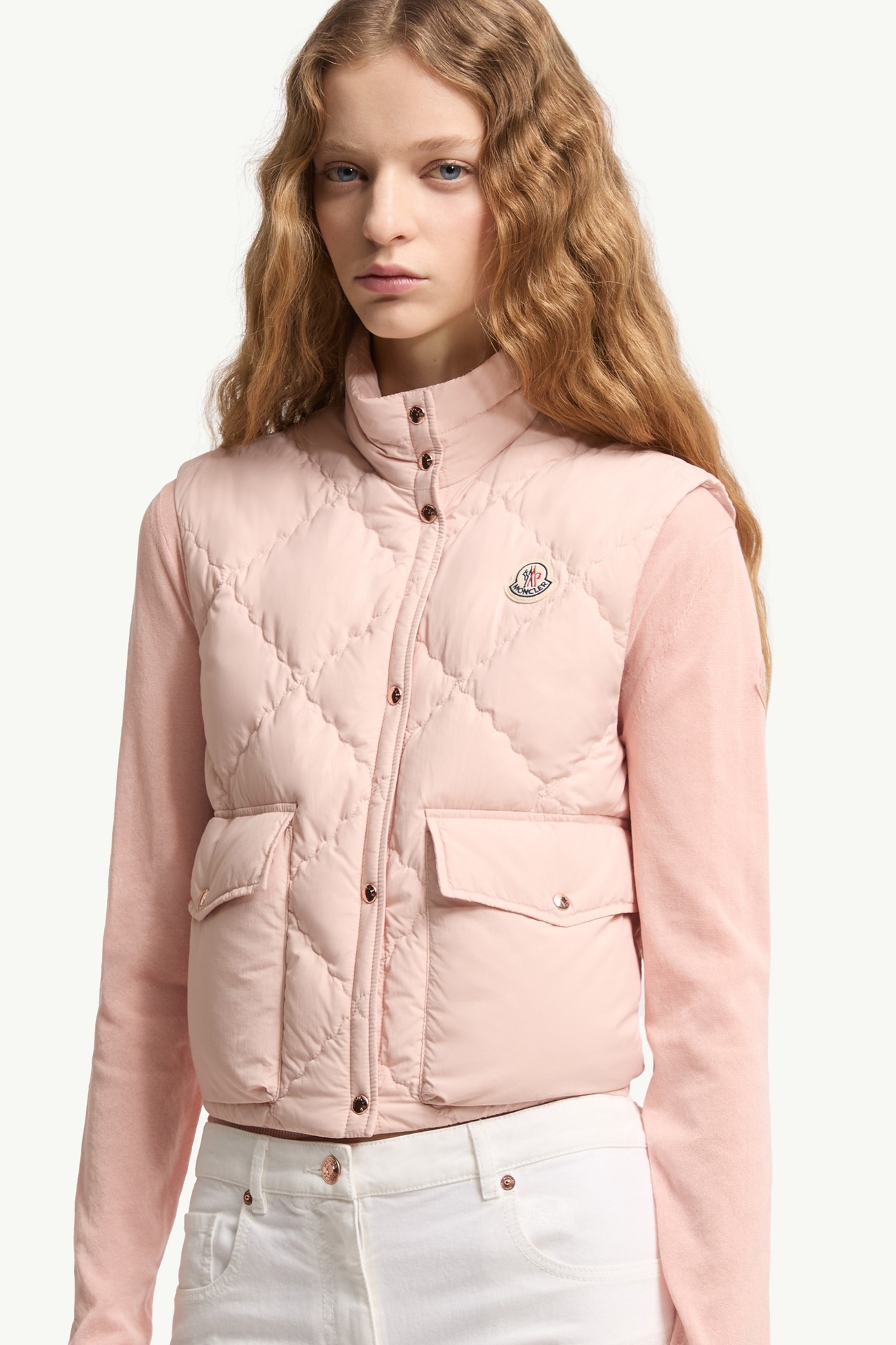 Gilet imbottito in piuma Biois Donna Rosa Chiaro Moncler 5