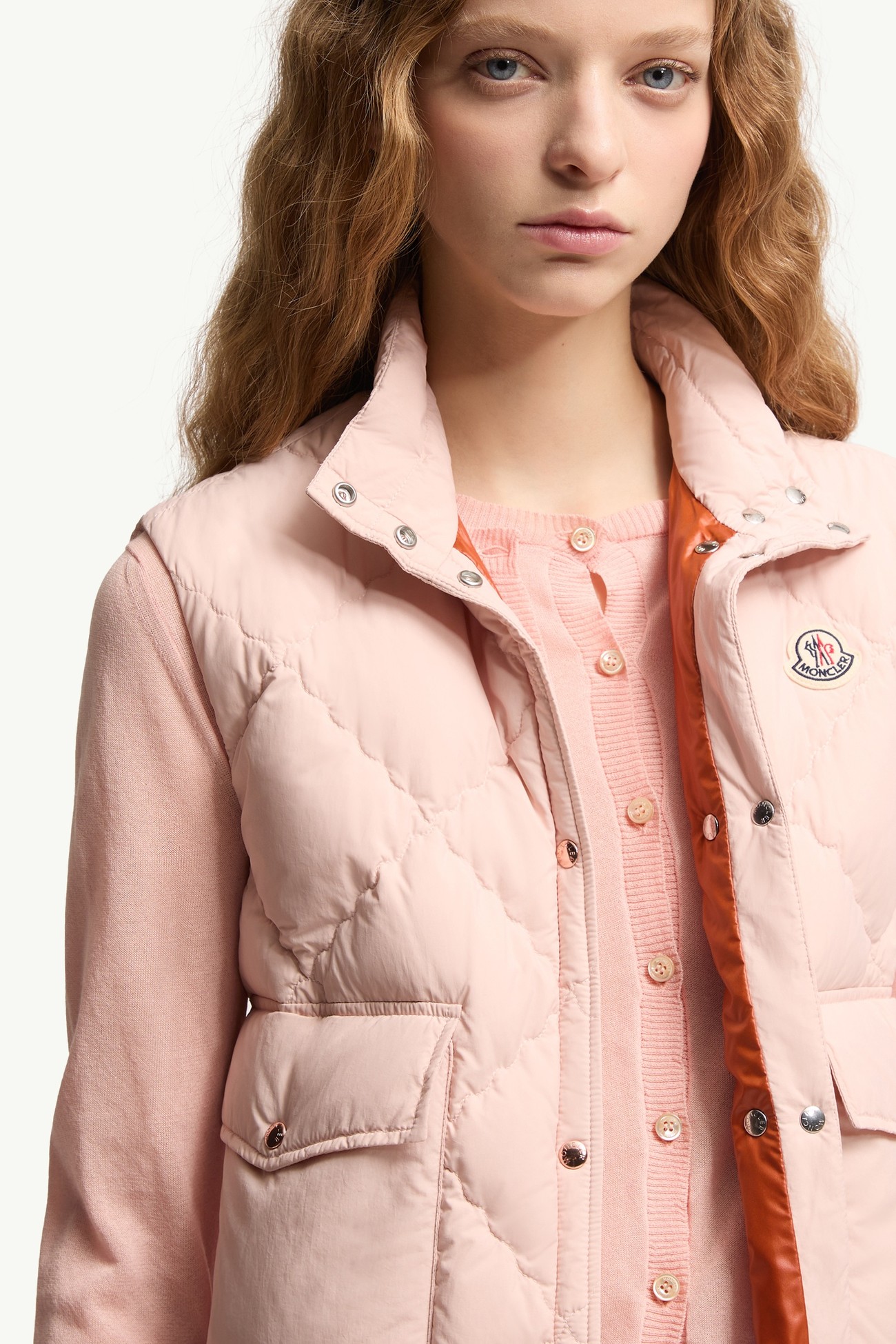 Gilet imbottito in piuma Biois Donna Rosa Chiaro Moncler 6