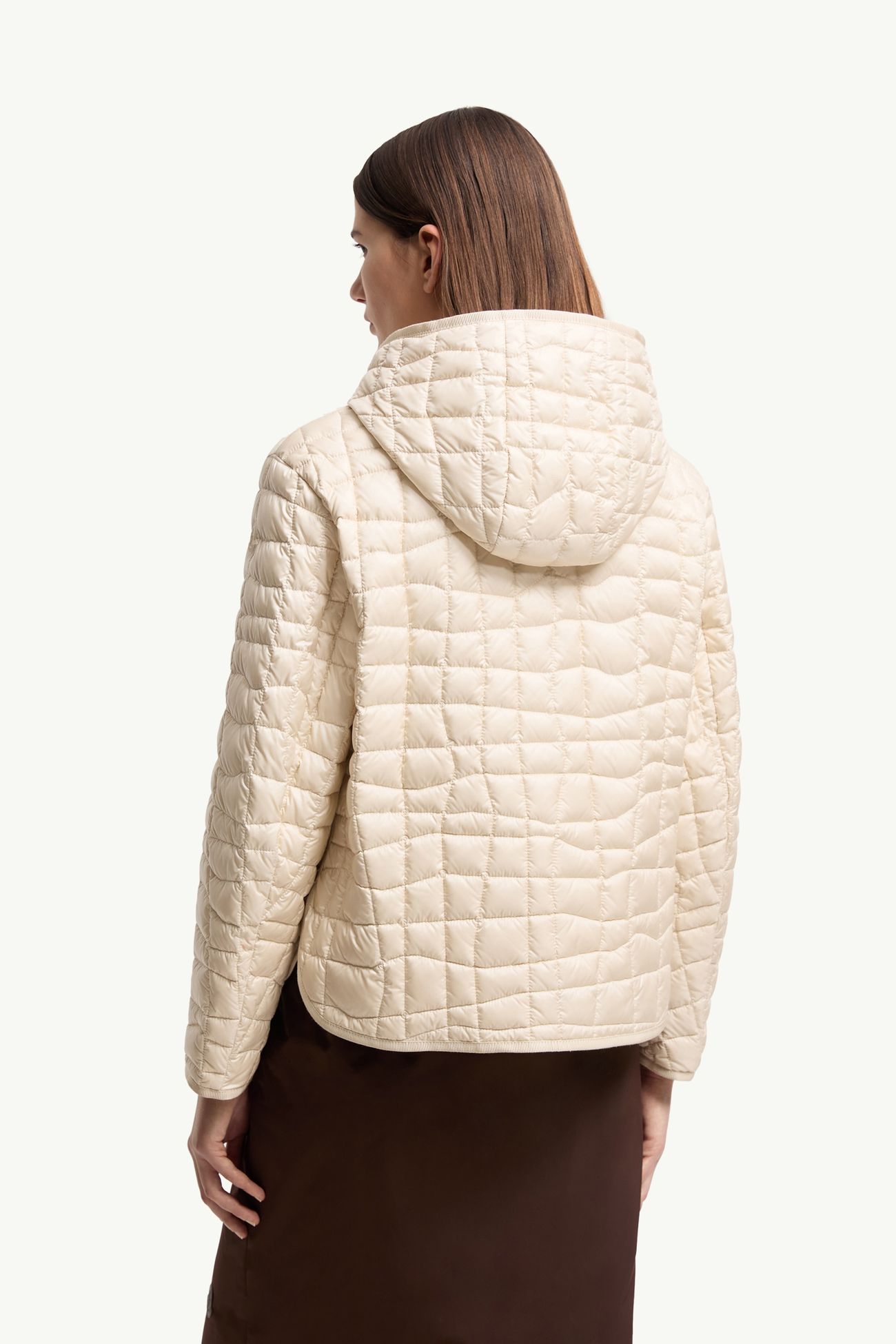Piumino corto Eglantier con cappuccio e trapuntatura geometrica Donna Beige Chiaro Moncler 4