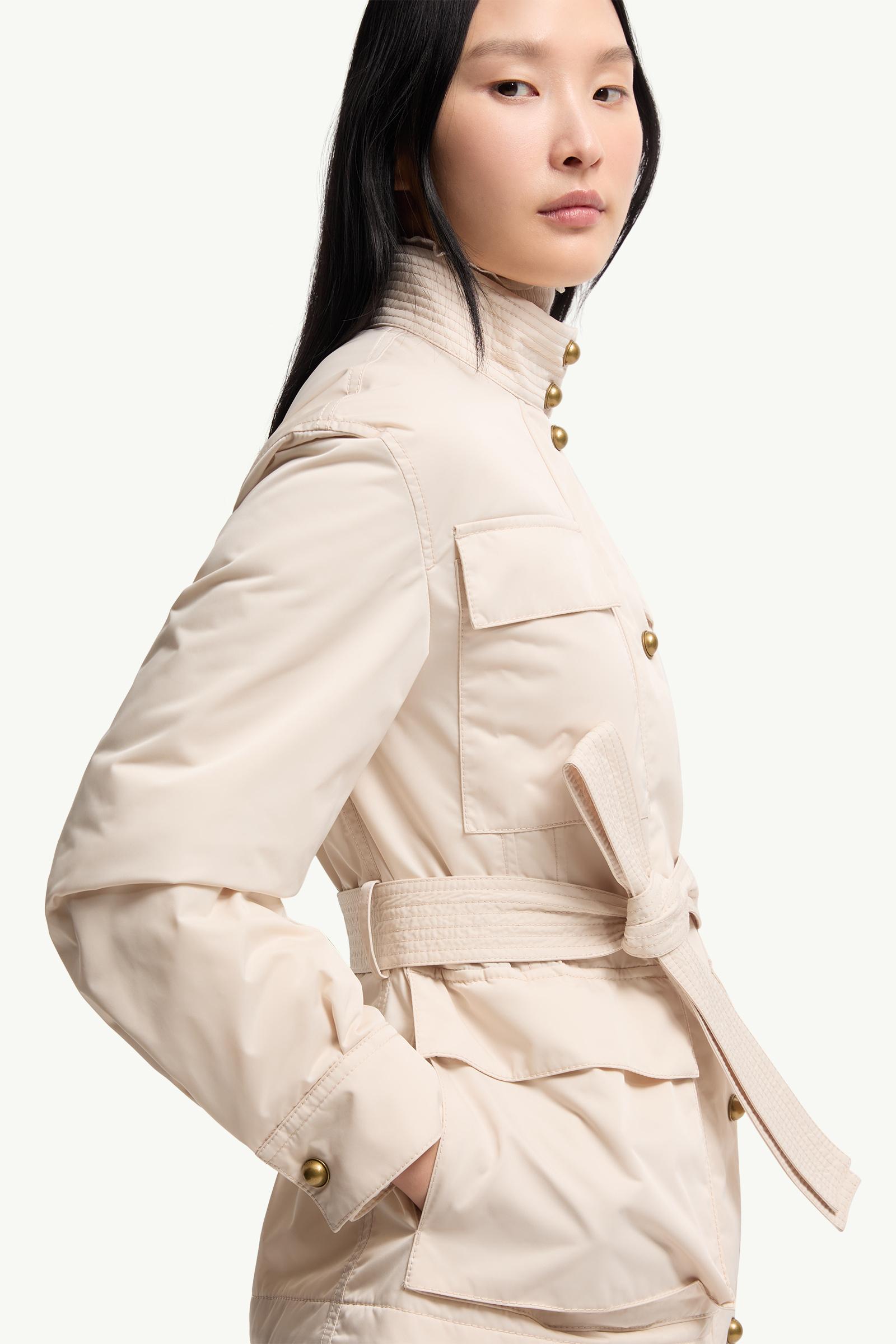 Light Beige Maitake Belted Short Jacket - Lightweight Down Jackets