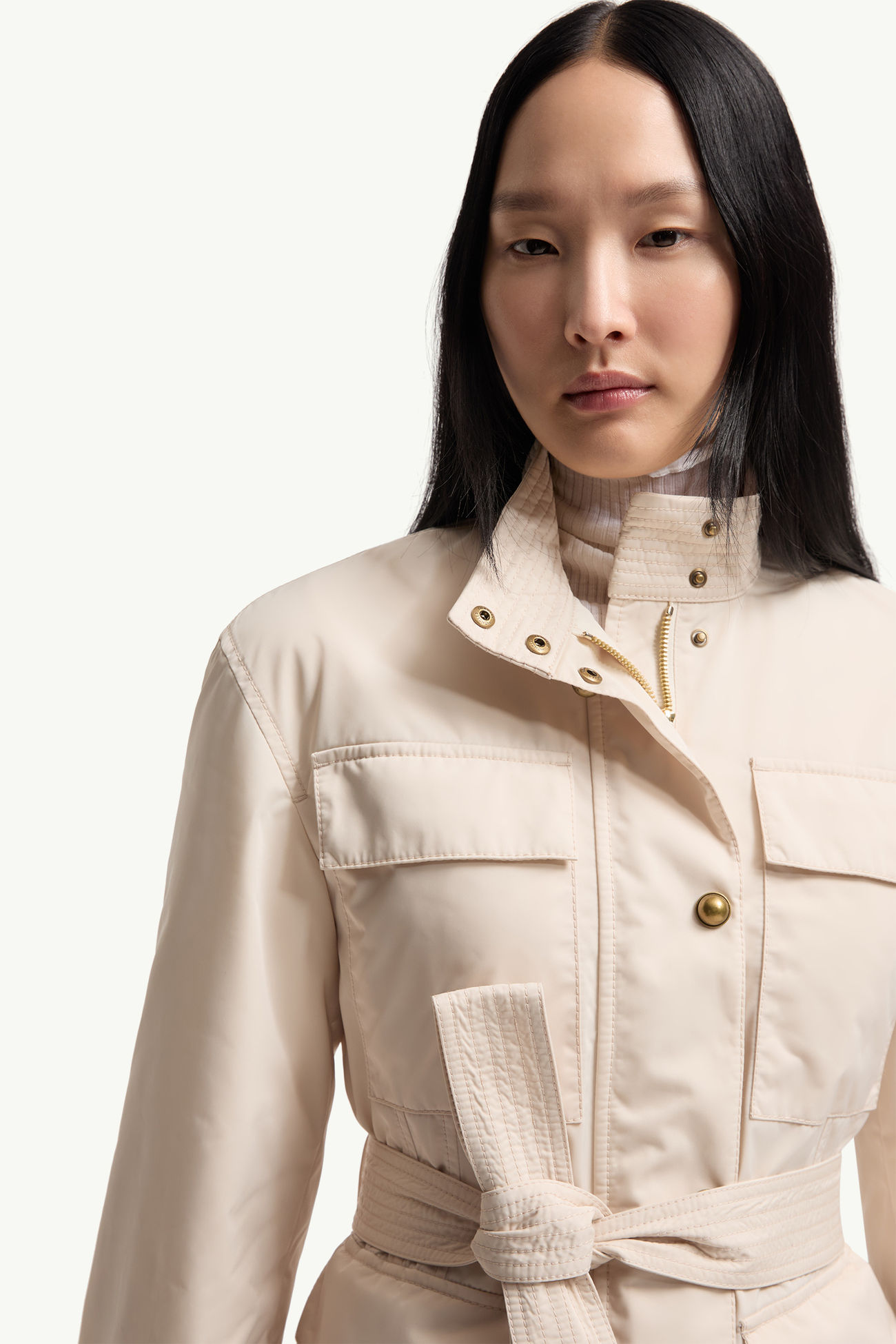 Chaqueta corta con cinturón Maitake Mujer Beige Claro Moncler 6